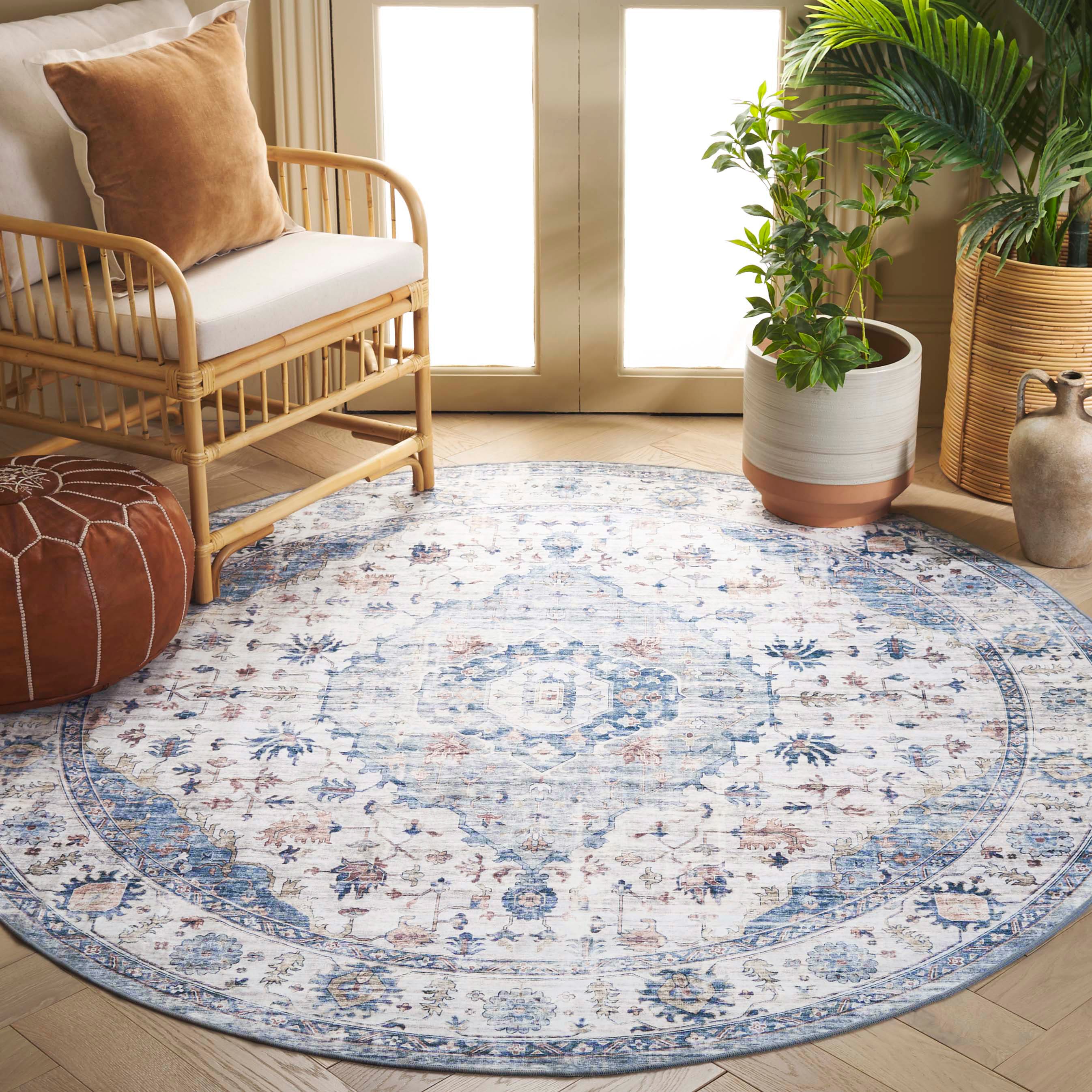 Arizona 517L Light Blue/Ivory 6ft x 6ft Traditional Rug