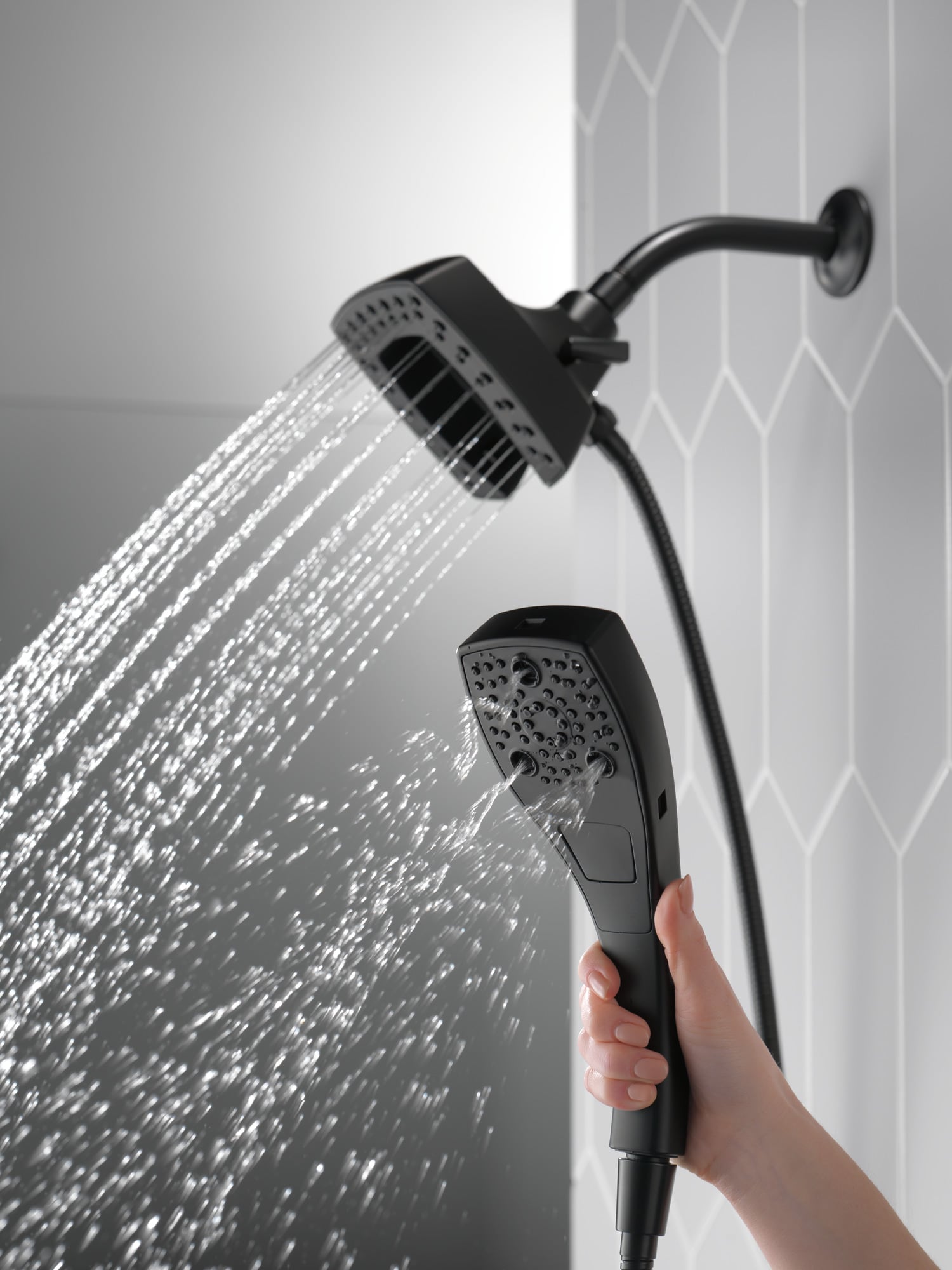 Matte Black Stainless Steel Dual Handheld Wall Mount Shower