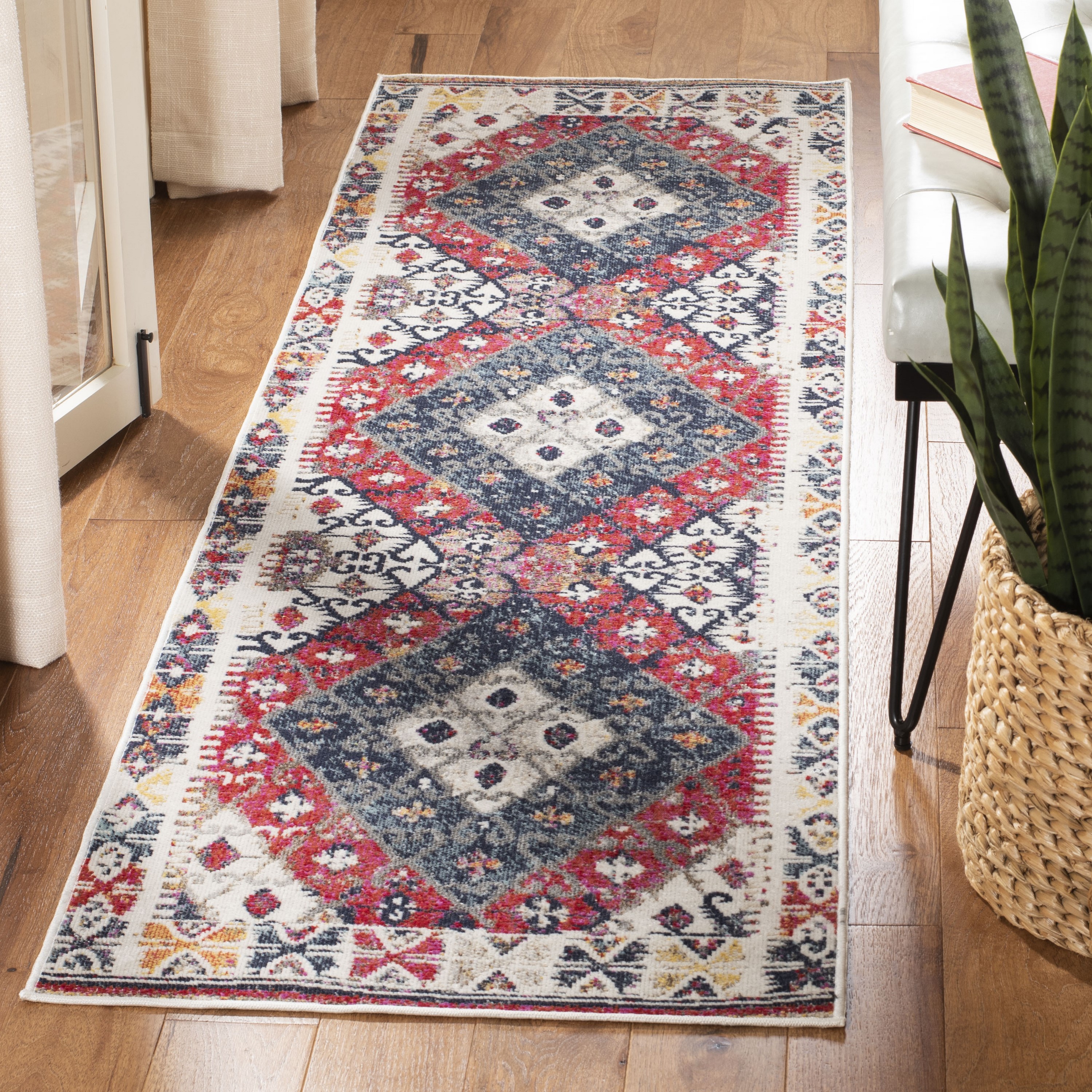 Safavieh MTG236P-28 Montage 2 x 8 (ft) Loomed Polypropylene Rust/Multi Rectangular Indoor/Outdoor Abstract Southwestern Runner rug