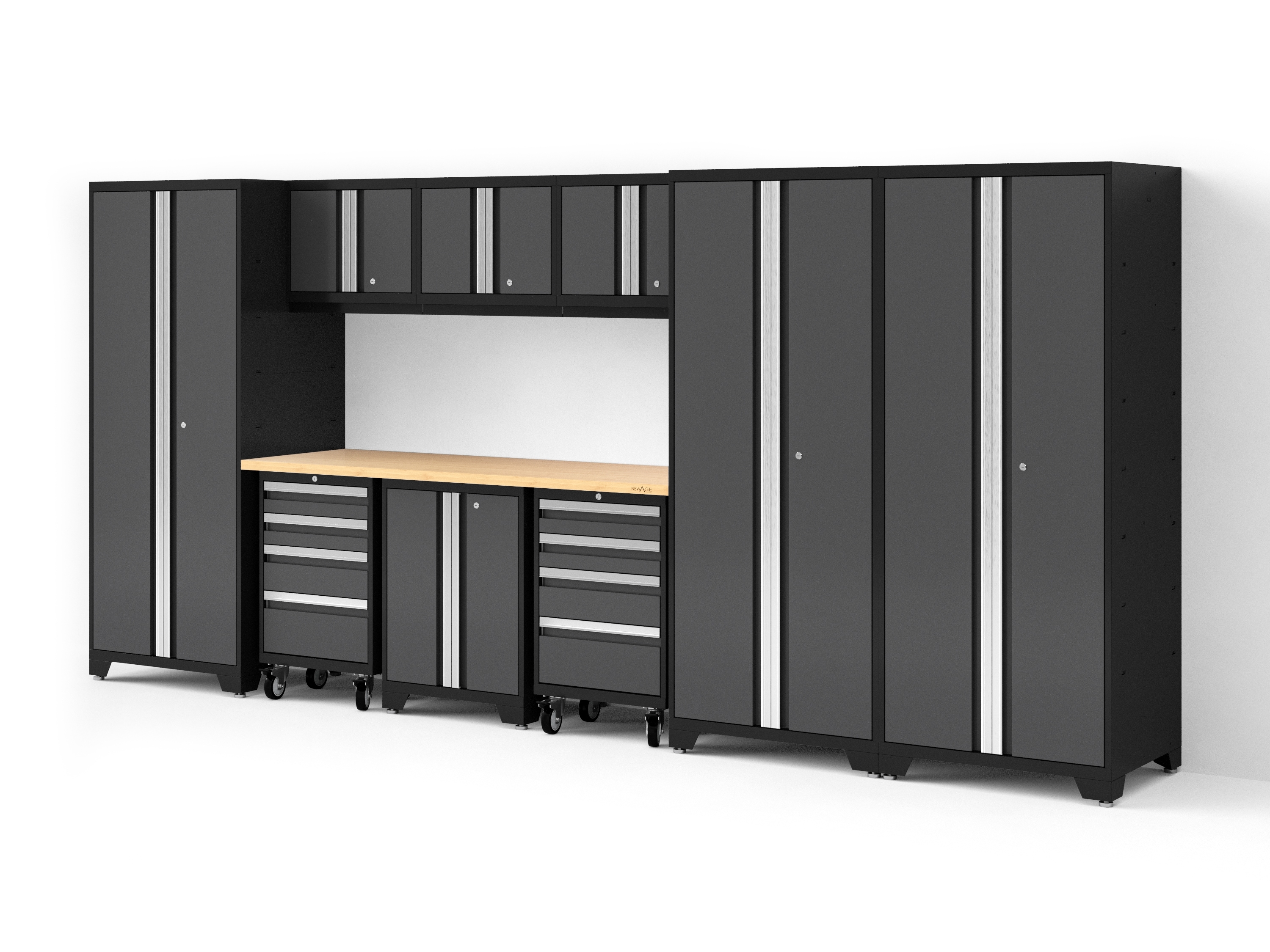 NewAge Products 162-in W x 76.75-in H x 24-in D 9-Cabinets Steel Garage Storage System