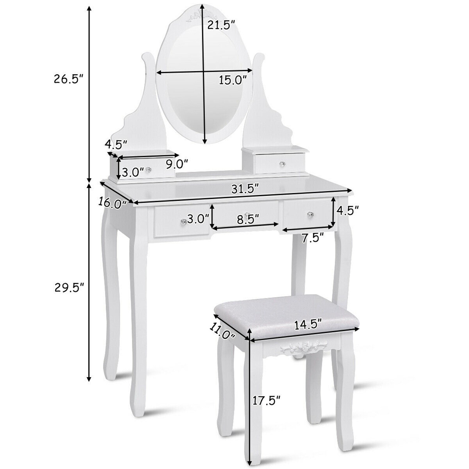Costway CSHY001334 Bedroom-Vanities - View #10
