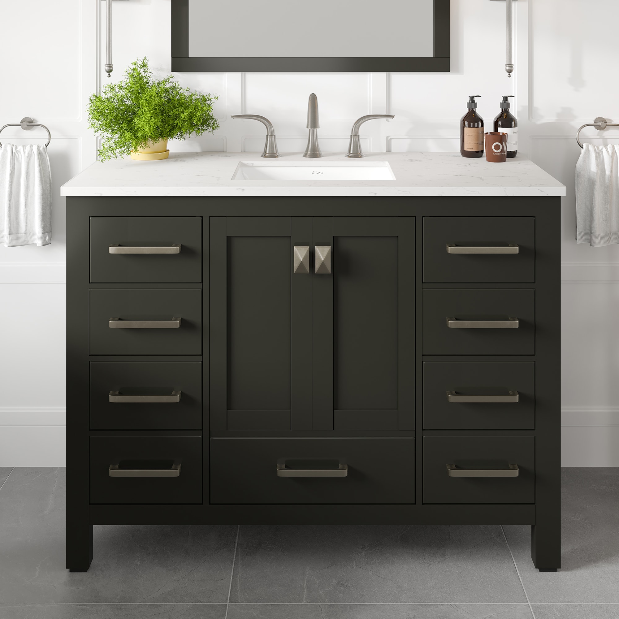 Eviva EVVN412-42ES Aberdeen 42-in Espresso Undermount Single sink Bathroom Vanity with White Quartz Top