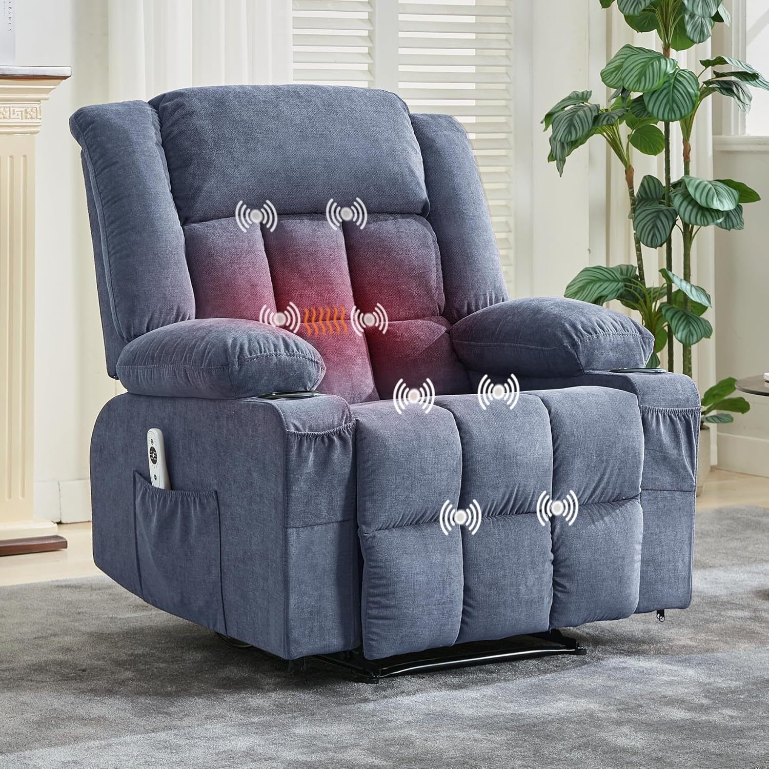 WhizMax LF-PHK-337EWYDC Transform your living space into a sanctuary of relaxation with our Oversized Recliner Chair featuring Heat and Massage functions. This recliner is perfect for unwinding after a long day or enjoying your favorite movie.