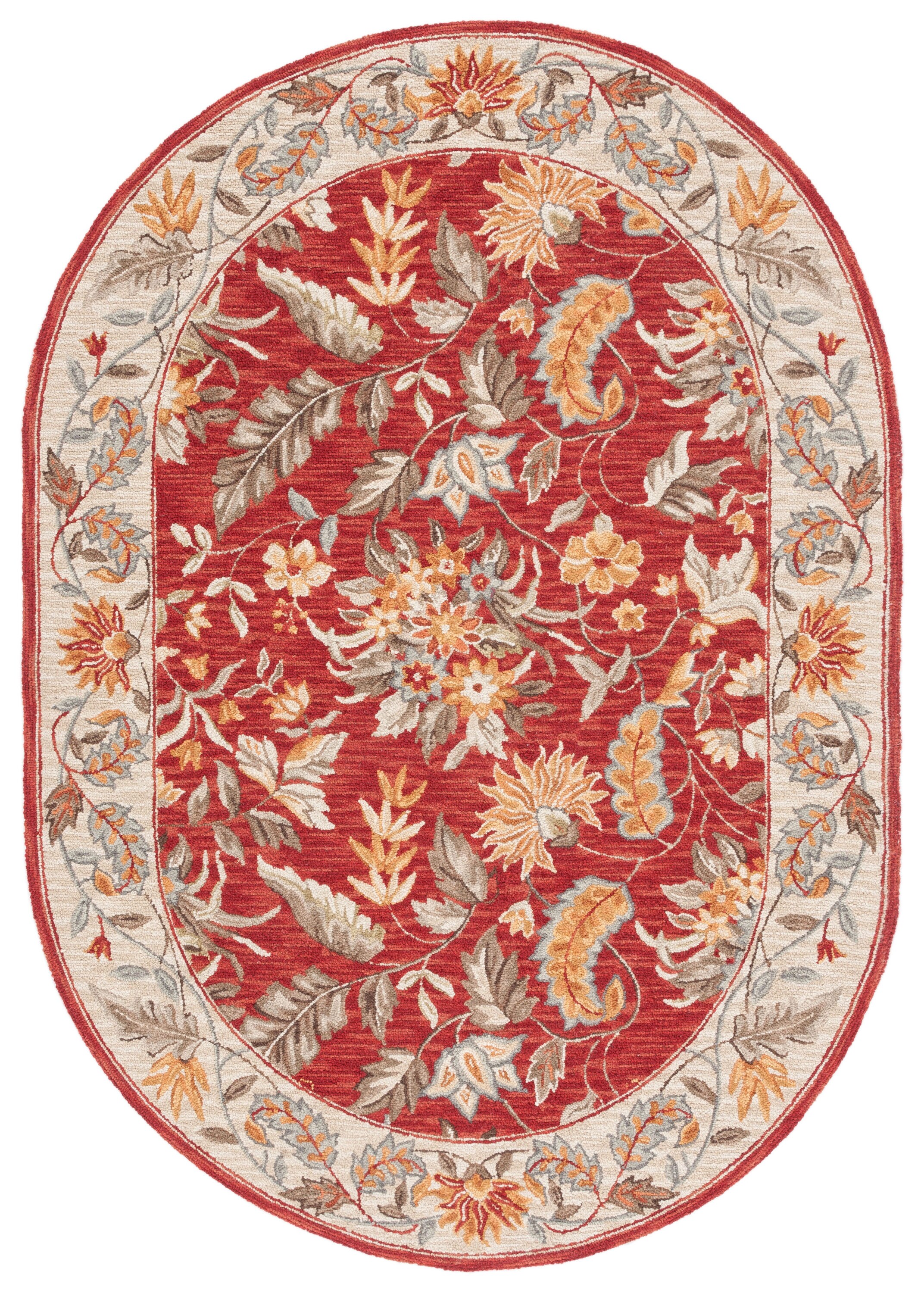 Safavieh Chelsea Spring 5 X 7 (ft) Wool Red Oval Indoor Floral