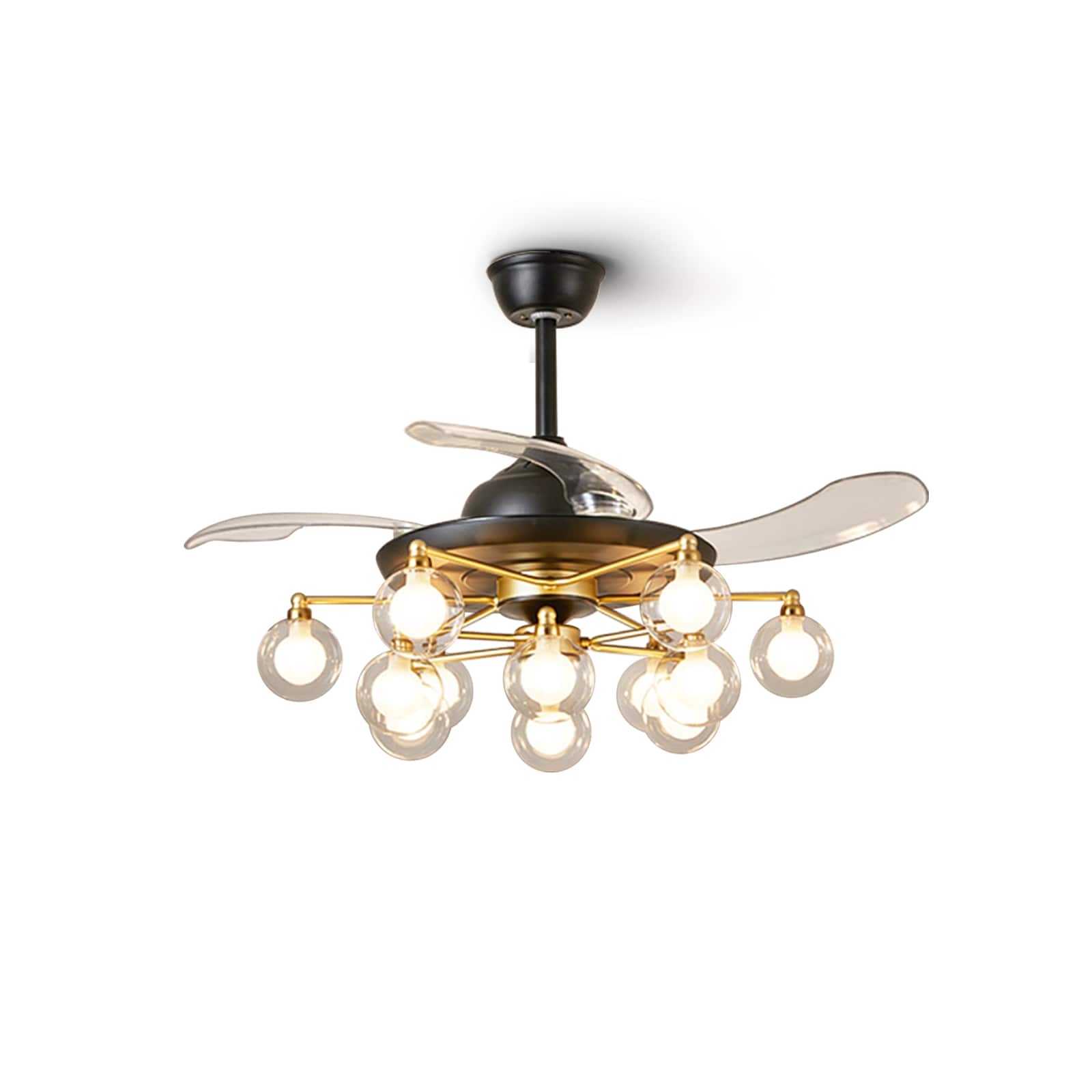 Dovanpaul 48 Inch Black Gold Retractable Ceiling Fan