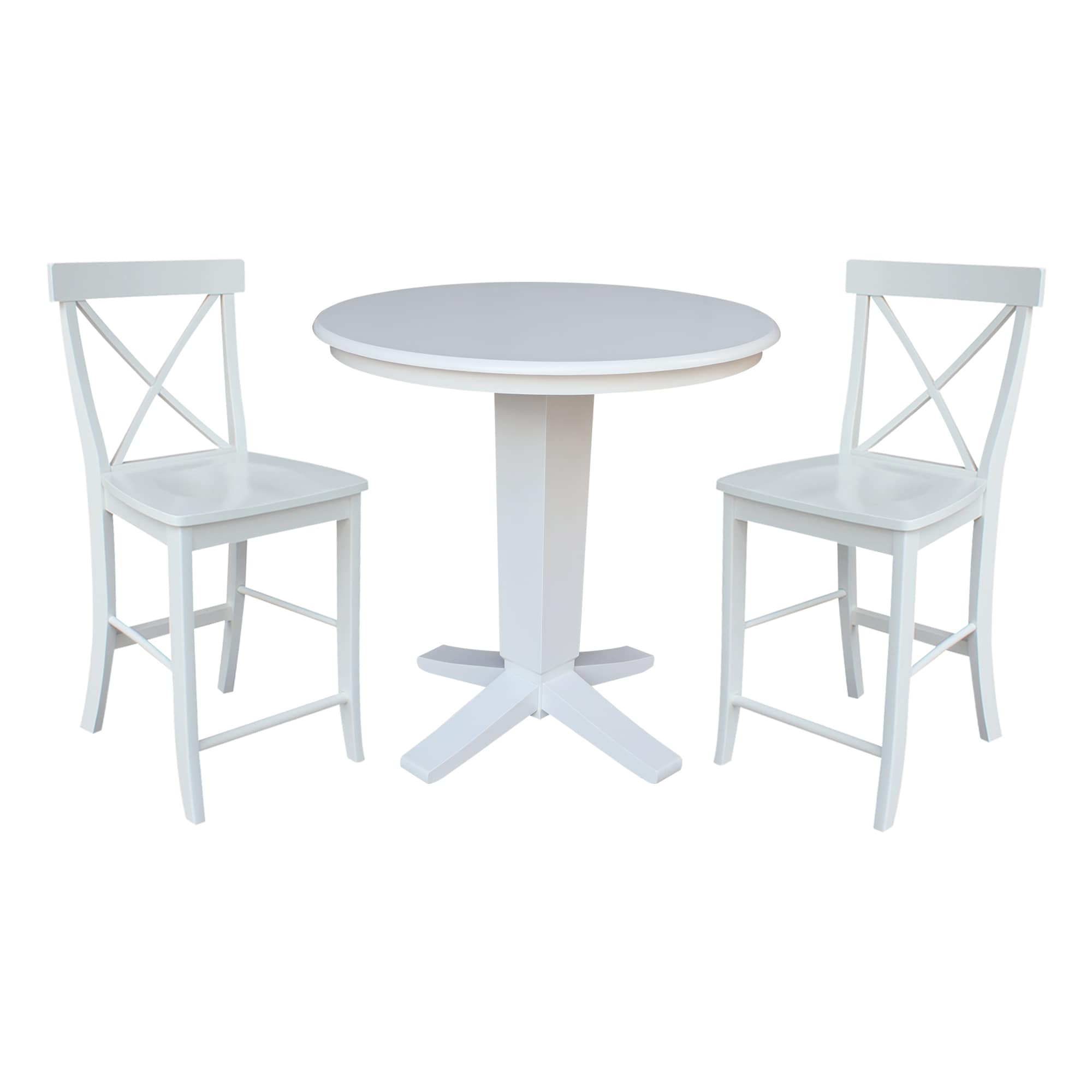 International Concepts K08-36RT-23B-S6132-2 White Traditional Dining Room Set with Round Table ( Seats 4 )