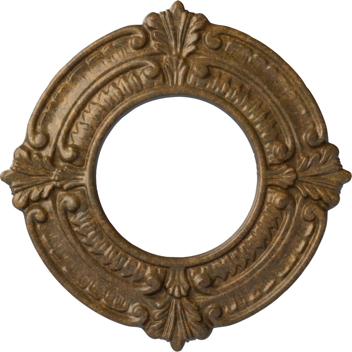 Ekena Millwork CM09BNRZS Benson 9-in W x 9-in L Painted Rubbed Bronze Polyurethane Whole Ceiling Medallion