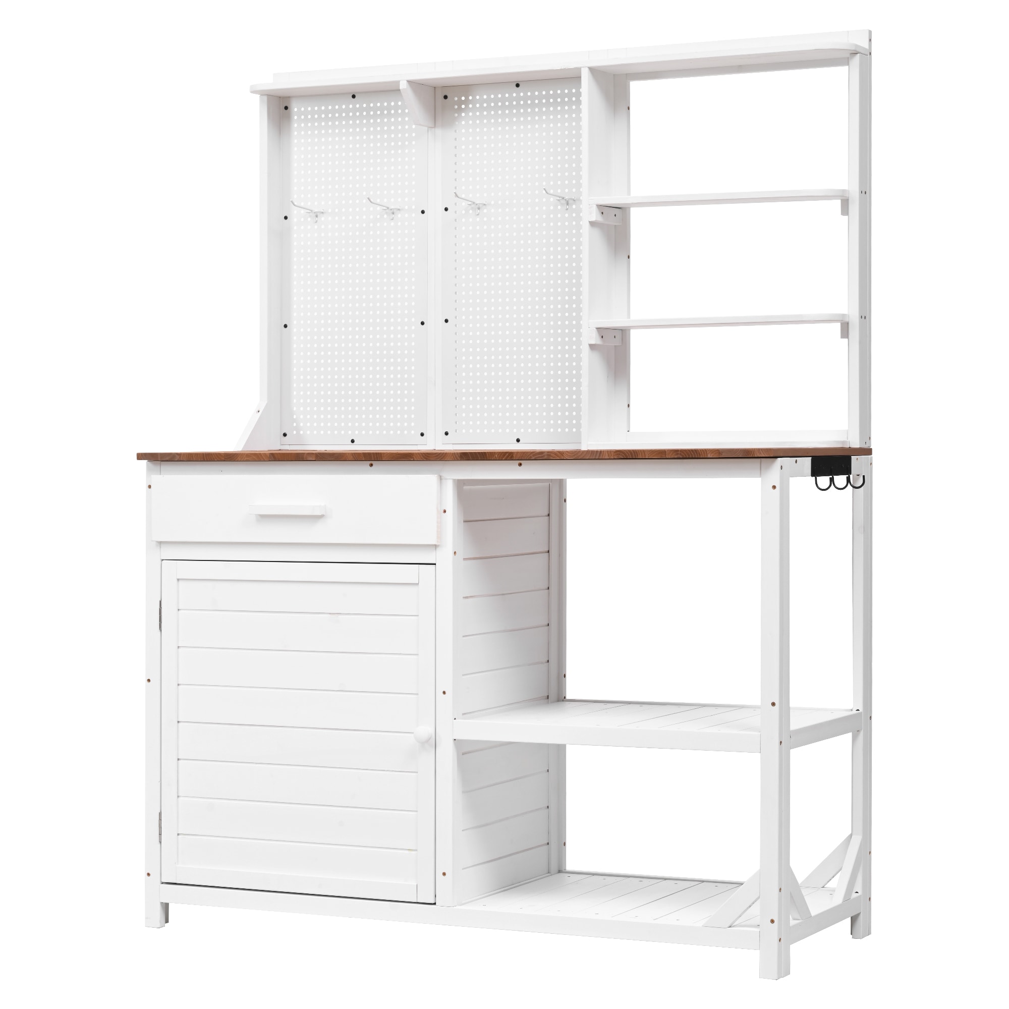 SINOFURN SYA010591WT 50.2-in x 65.7-in x 19.7-in White Potting Bench