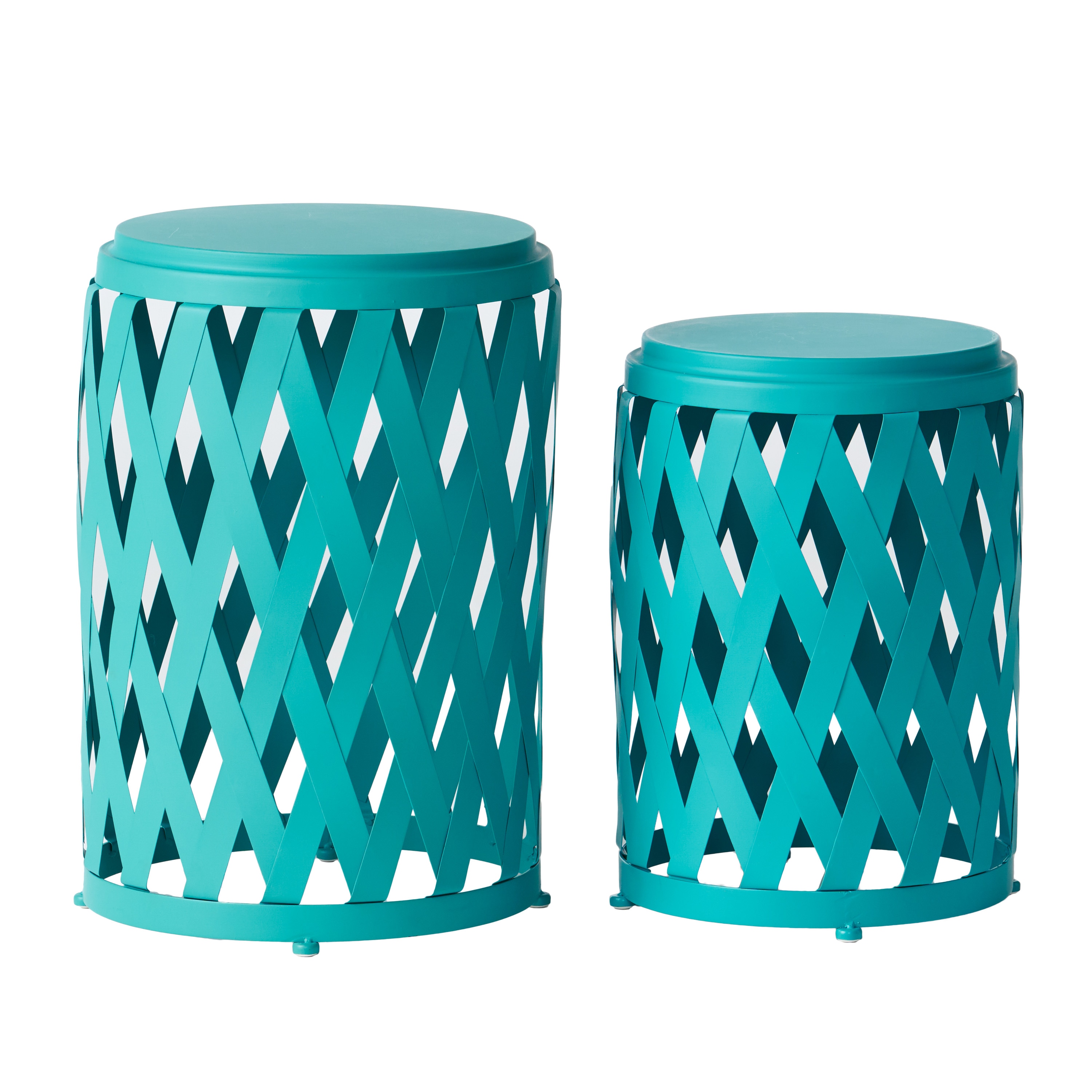 AHIOU HOME ZAAHG-60790.00TGS 22.75-in Teal Steel Barrel Garden Stool