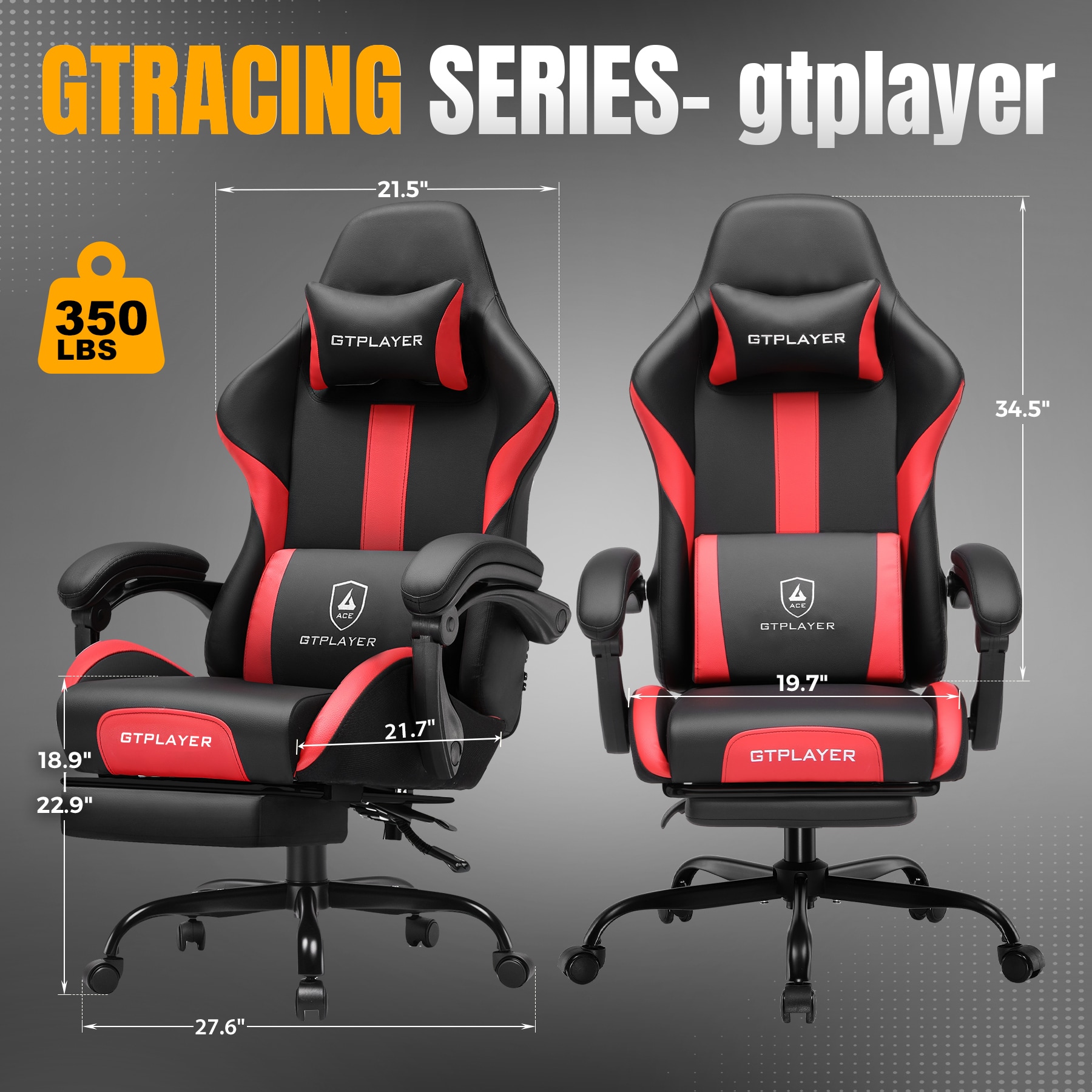 GTPLAYER LOWE'S-GT905-RED-PU Office-Chairs - View #2