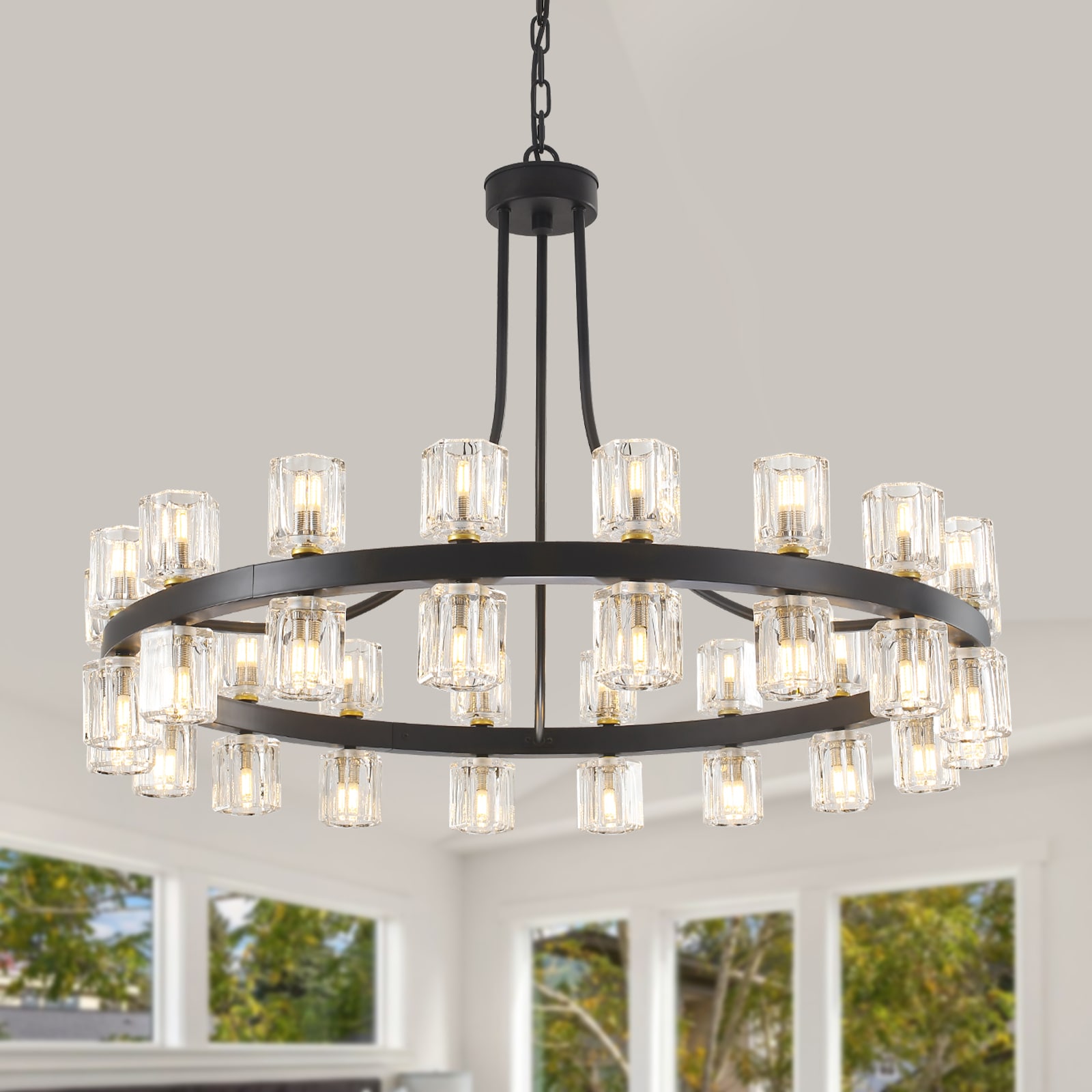 WBinDX 36 -Light Matte Black Modern/contemporary Metal Chandelier