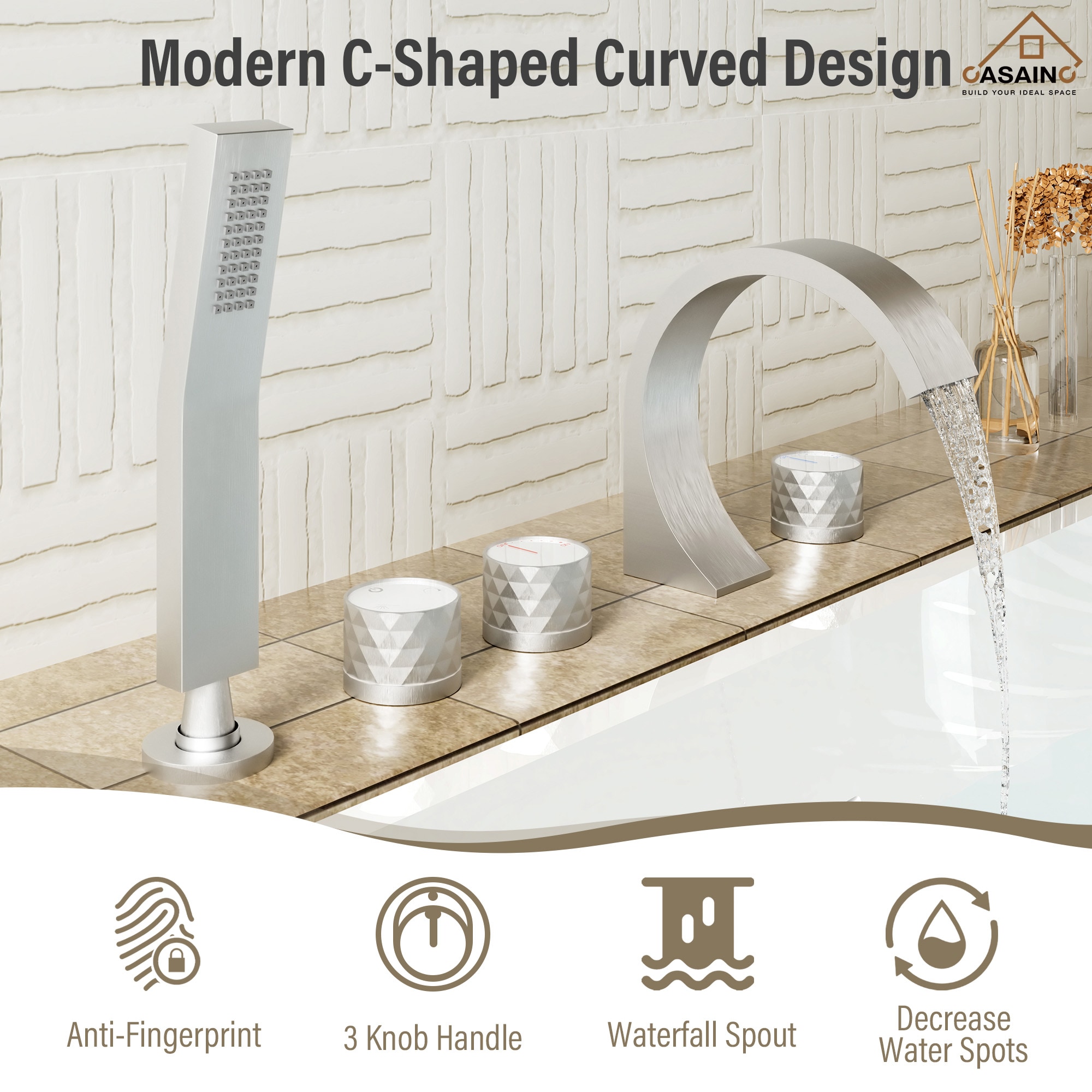 CASAINC TC14-CP Roman-Tub-Faucets - View #7