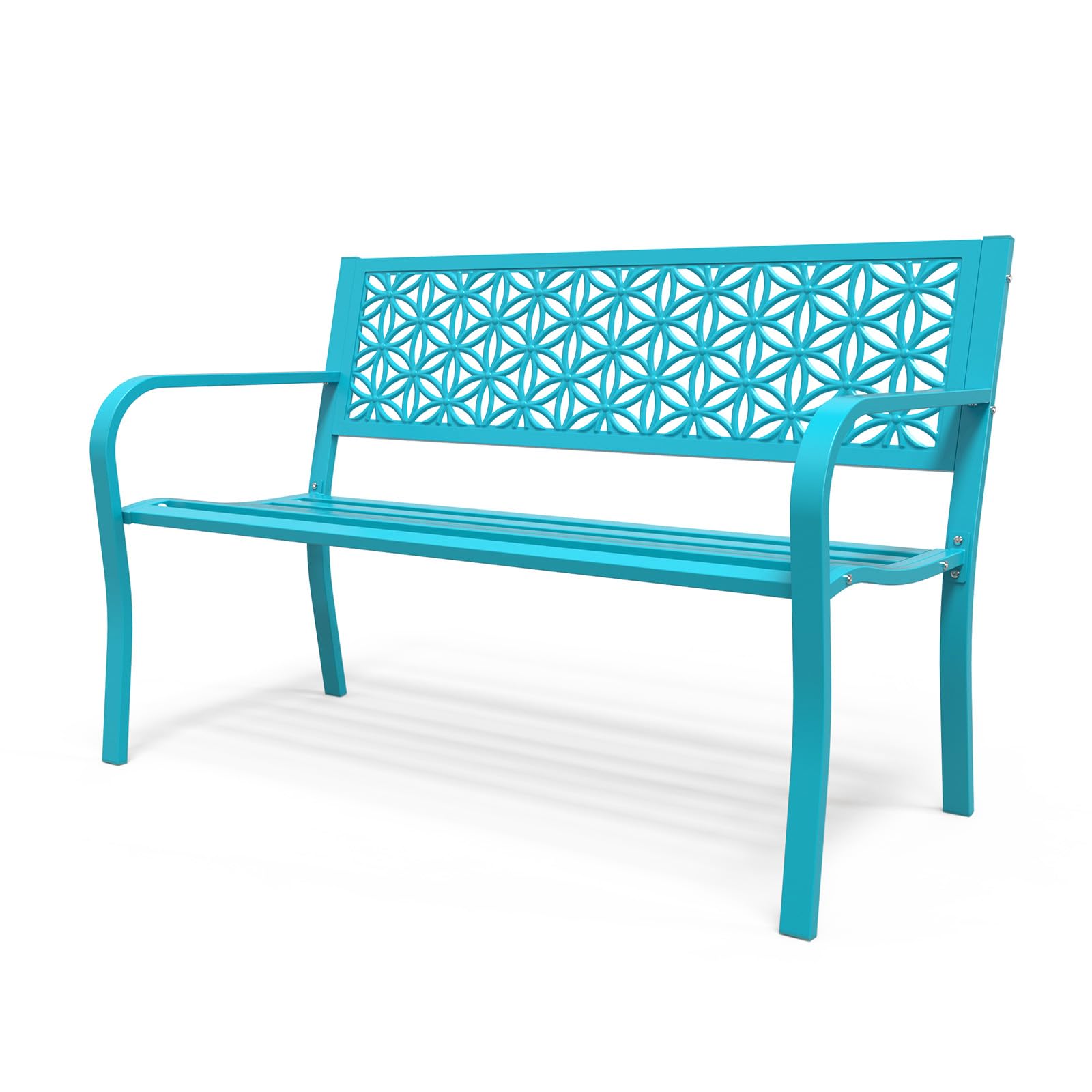 VINGLI LS-G56000574 50 Inch Outdoor Bench Metal with Floral Back