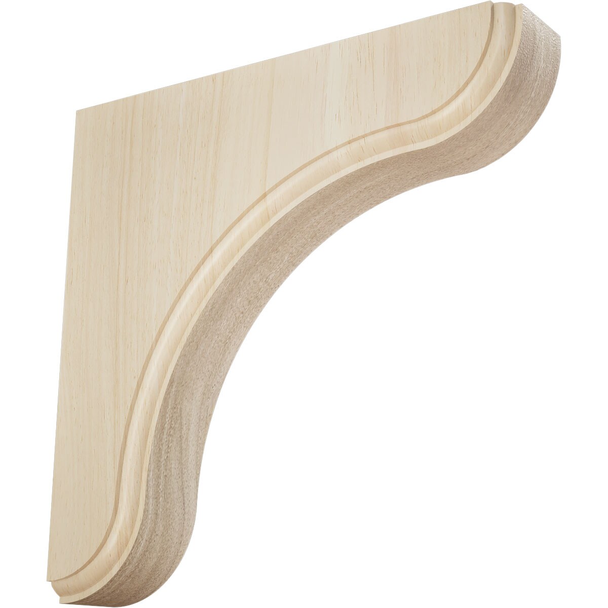 Ekena Millwork BKTW02X08X08EARW Eaton 1-3/4-in x 7-1/2-in x 7-1/2-in Rubberwood Brown Wood Standard bracket