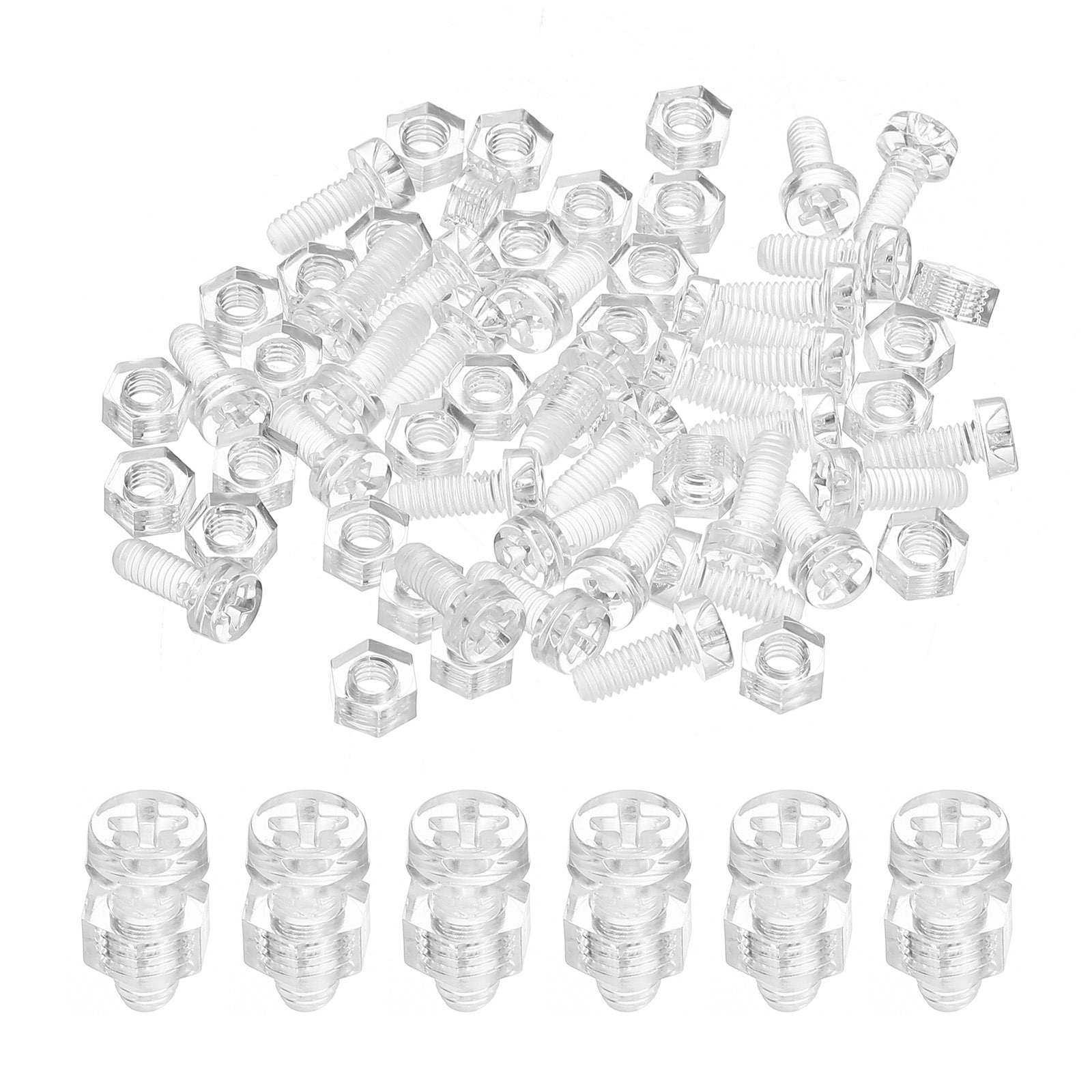 PATIKIL M4x10mm Clear Acrylic Screws and Hex Nuts Kit Transparent 50 ...