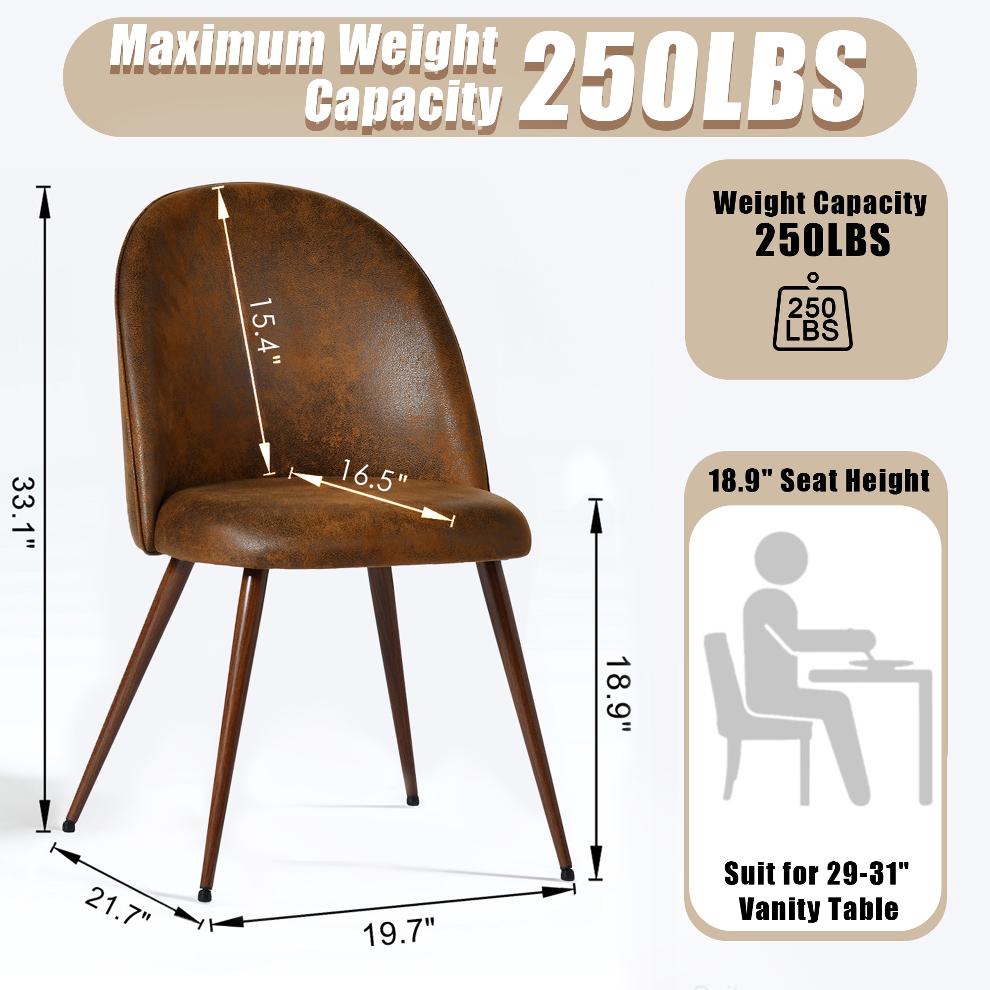 Homy Casa HAVEN BROWN 4PK Dining-Chairs - View #6
