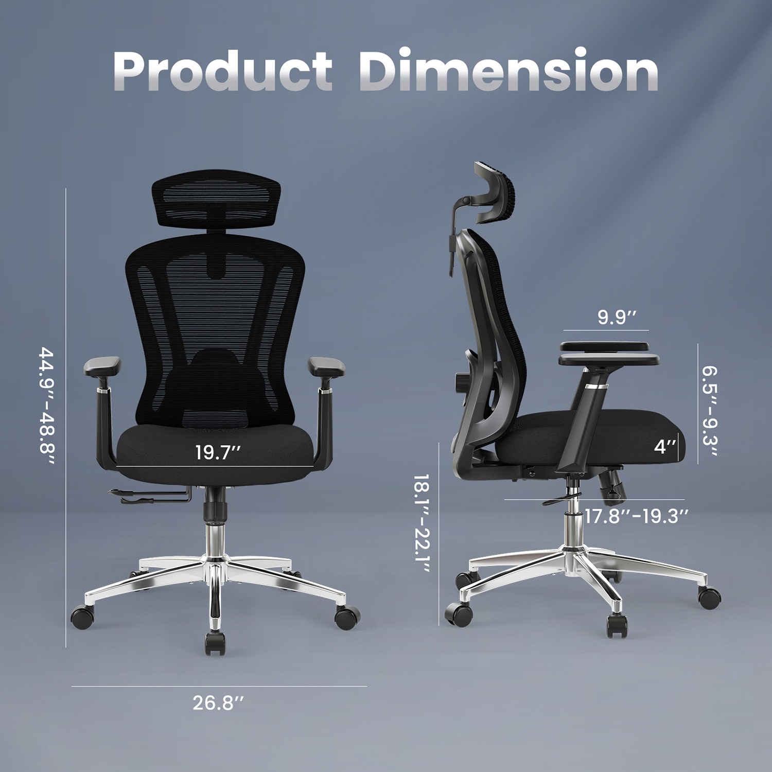 GZMR WF01-GC-V9-BKWH Office-Chairs - View #4