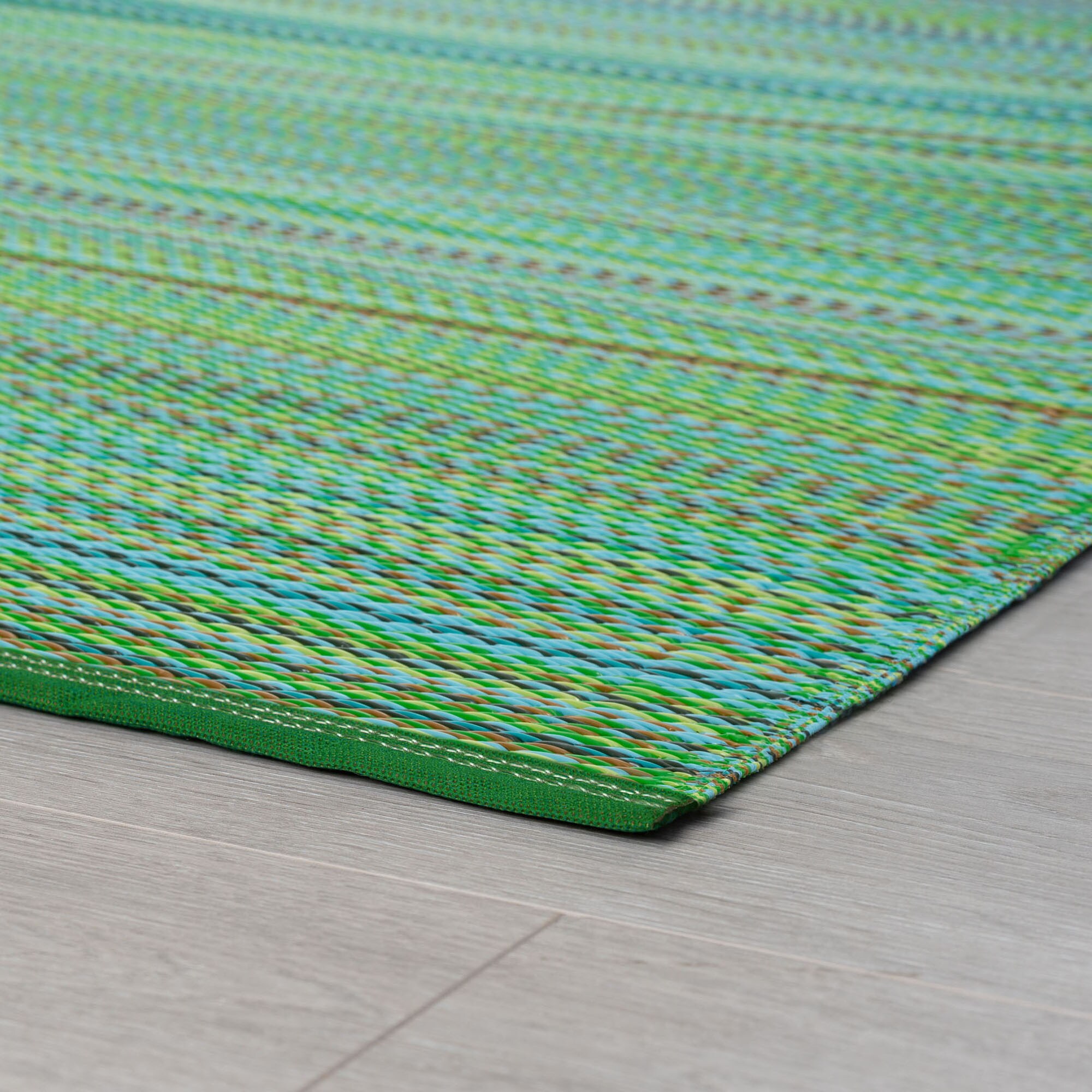 Tayse 6 X 9 (ft) Green Outdoor Stripe Coastal Area Rug SUN1404 6X9 at ...