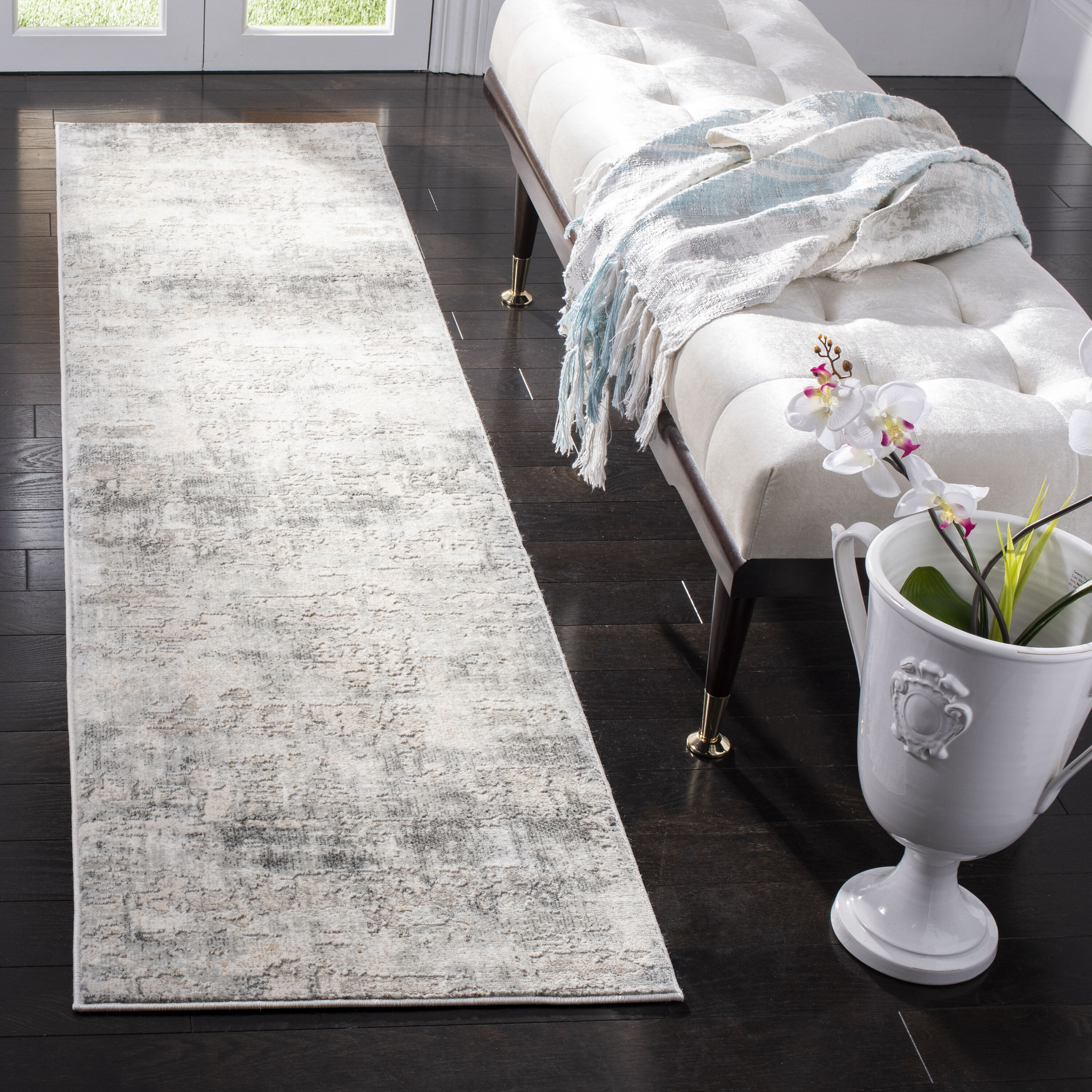 Vogue 143A Beige Charcoal 2 x 16 Rectangular Runner rug