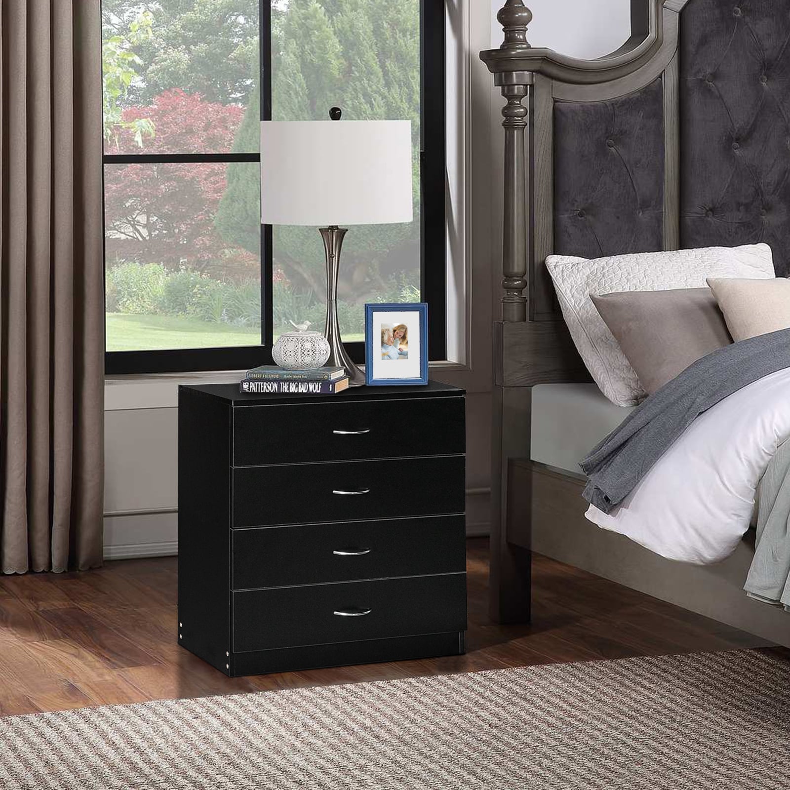 Black Farmhouse 4-Drawer Vertical Chest of Drawers