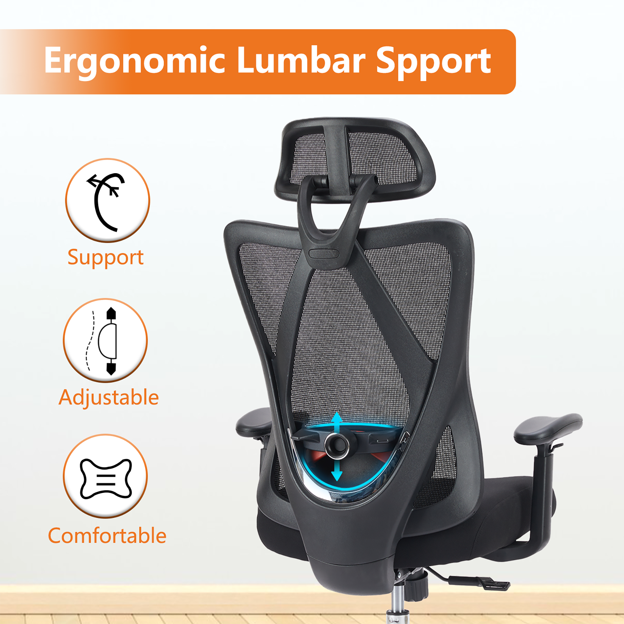 GZMR WF01-GC-V9-BKWH Office-Chairs - View #4
