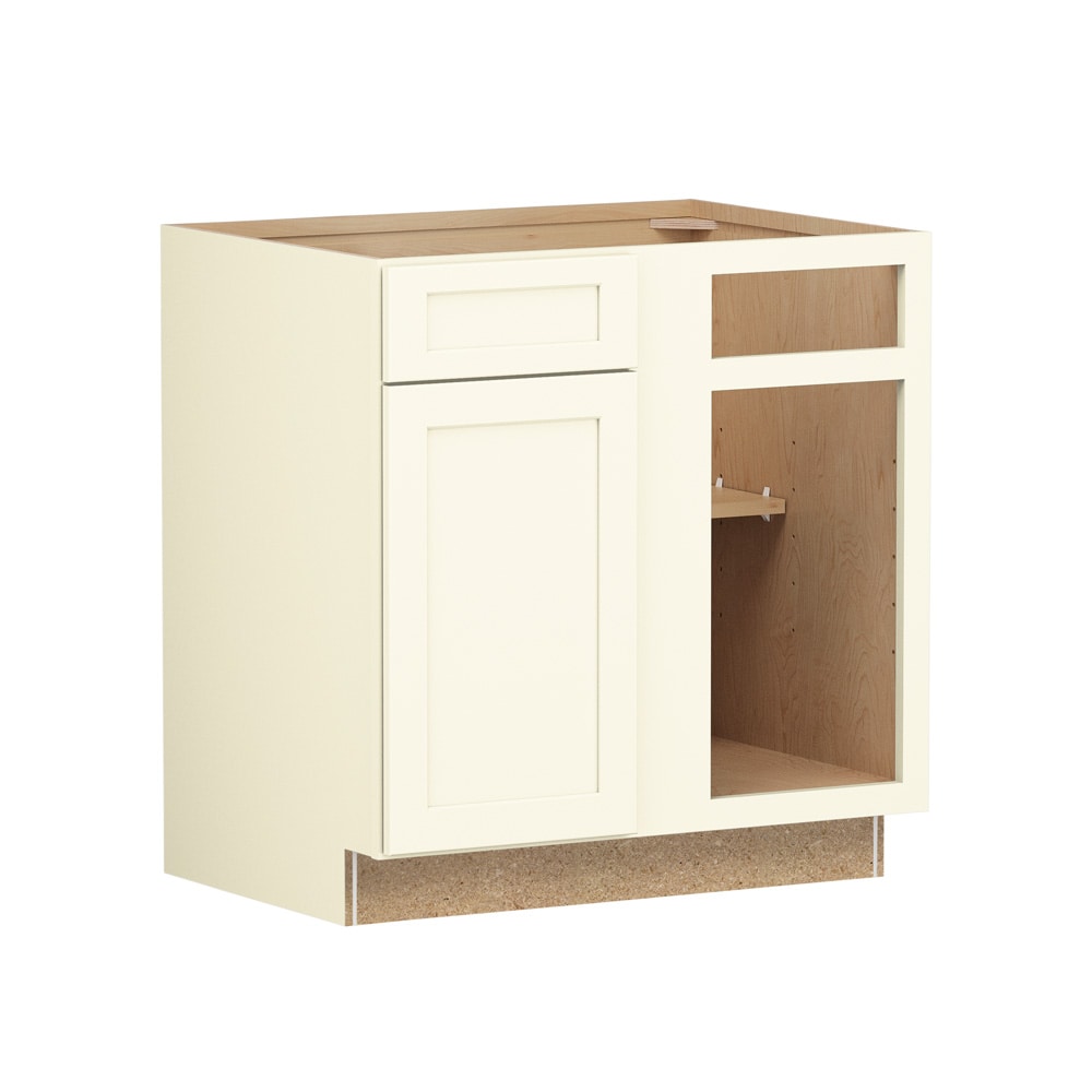 Shenandoah Breckenridge FOL 39-in W x 34.5-in H x 24-in D Vanilla Painted Blind Corner Base Fully Assembled Cabinet Recessed Panel Shaker