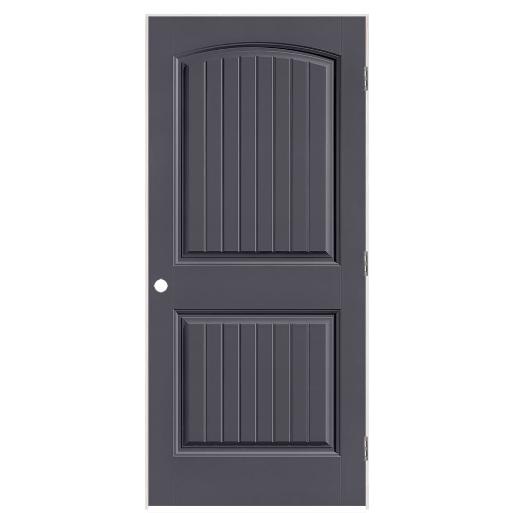 Masonite 1443825 36-in x 80-in Slate Solid core 2-panel round top plank Left hand Smooth Prefinished Molded composite Flat Jamb Single Prehung Interior Door