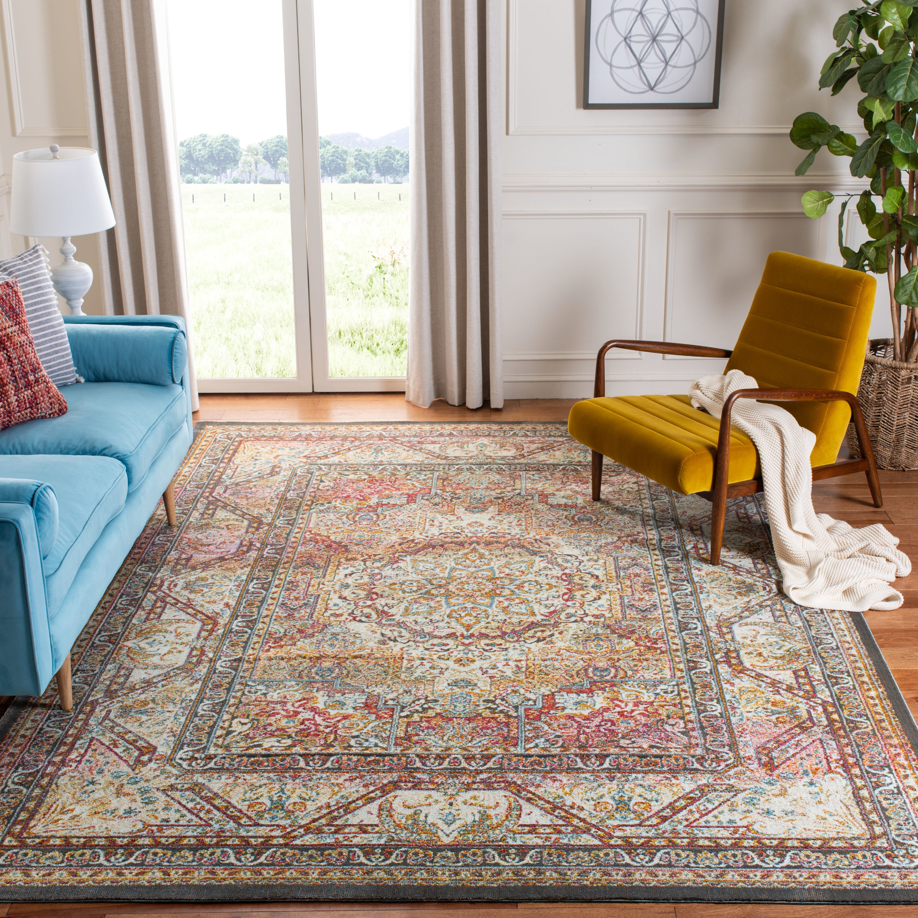 Ivory Silk Road Inspired Hand-Knotted Viscose Area Rug