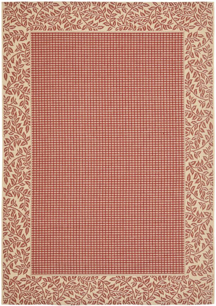 Safavieh CY0727-3707-6 Courtyard Checks 7 x 10 (ft) Loomed Polypropylene Red/Natural Rectangular Indoor/Outdoor Border Coastal Area rug