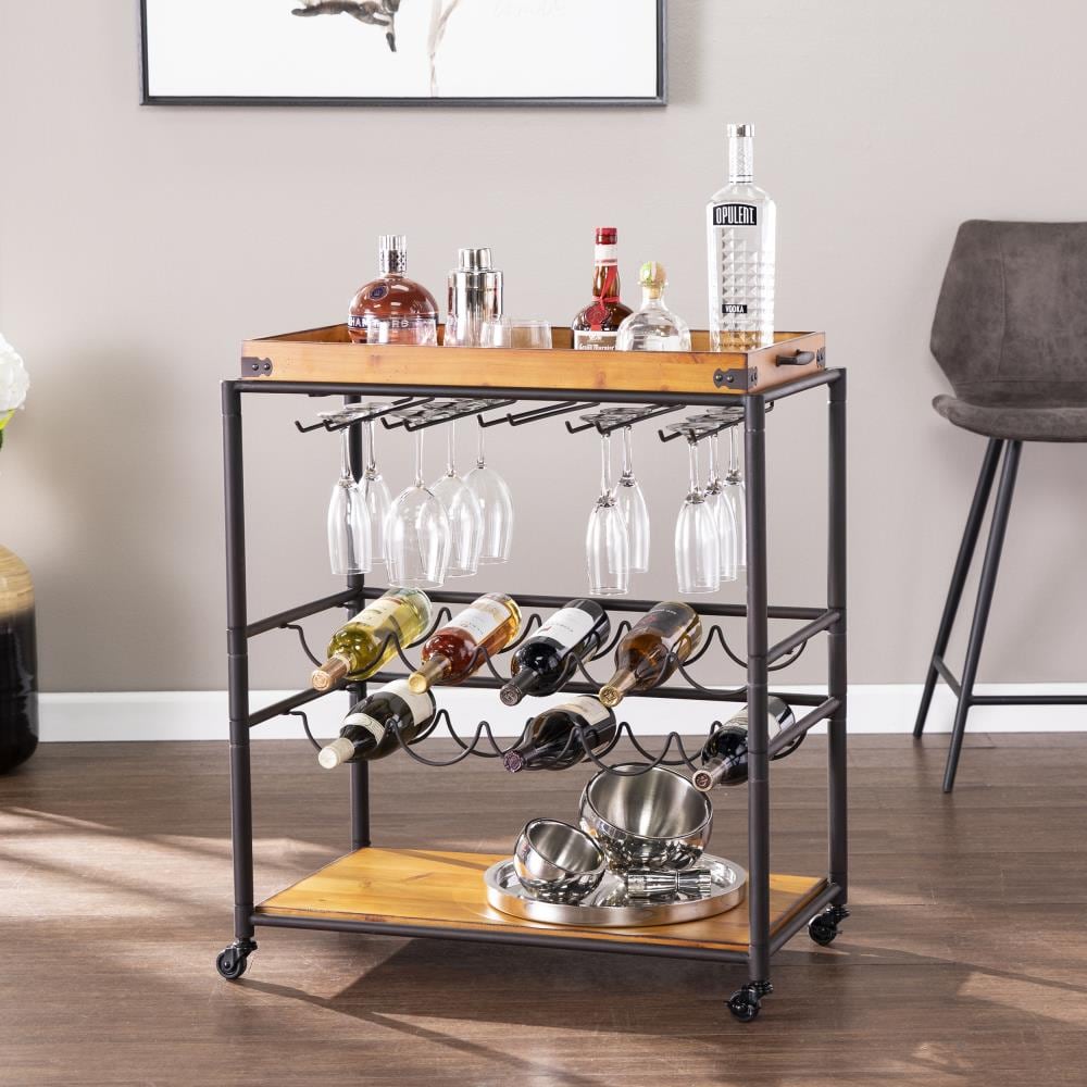 Boston Loft Furnishings Frewain 28-in x 32.5-in Rectangle Bar Cart in ...