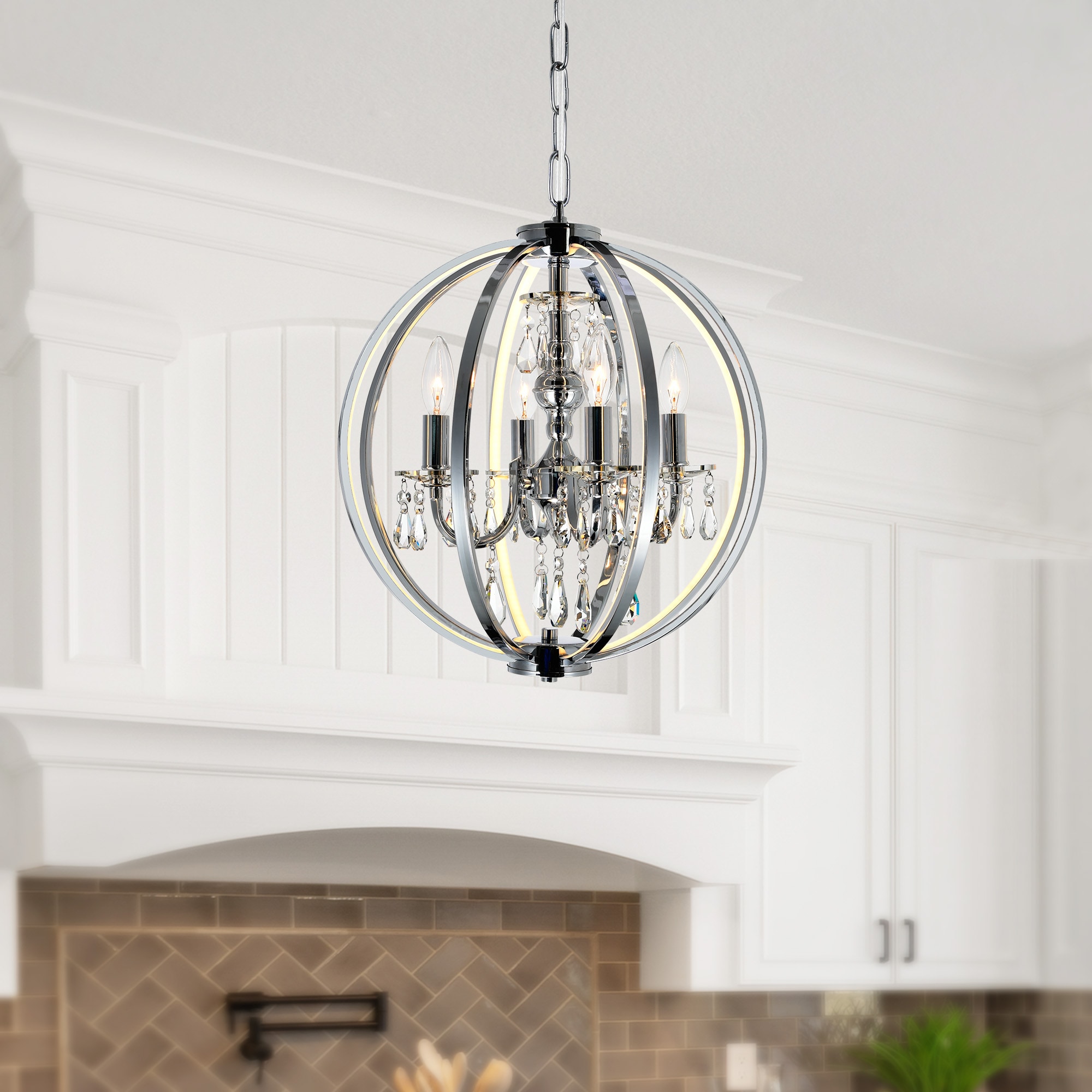 CWI Lighting 5025P16C-4 Abia 4 -Light Chrome Modern/contemporary For Use in Bathrooms, Bedrooms, Dining Rooms, Foyers, Kitchens, Living Rooms Chandelier