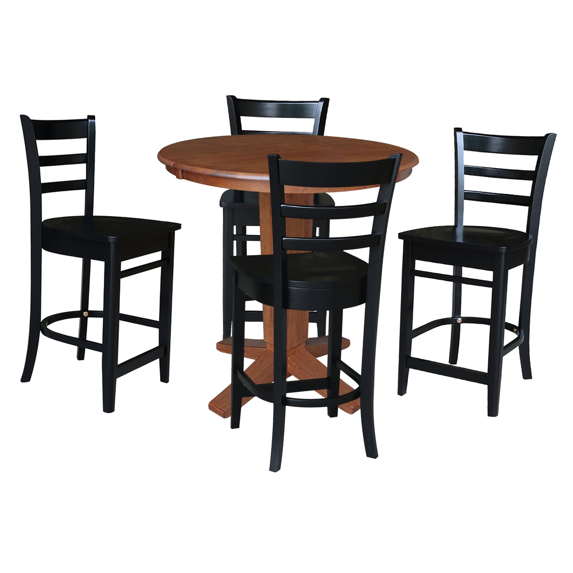 International Concepts K42-36RXT-23S4661724 Distressed Oak/Black Traditional Dining Room Set with Round Table ( Seats 4 )