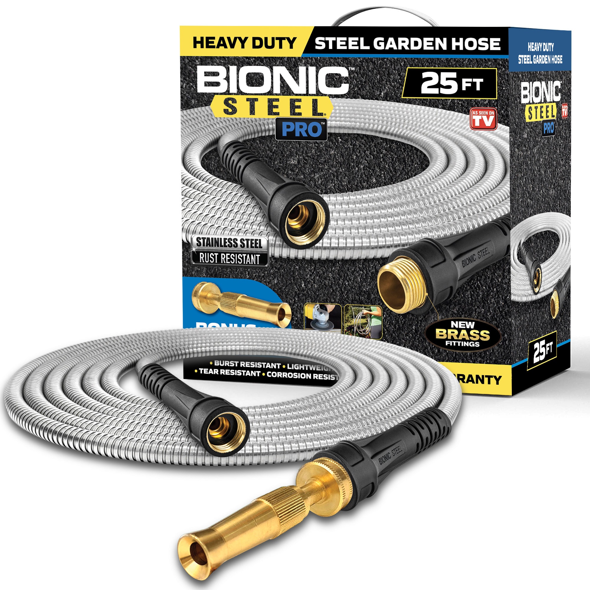 BIONIC STEEL 2425 Pro 3/8-in x 25-ft Heavy -Duty Kink Free Stainless Steel Stainless steel Coiled Hose