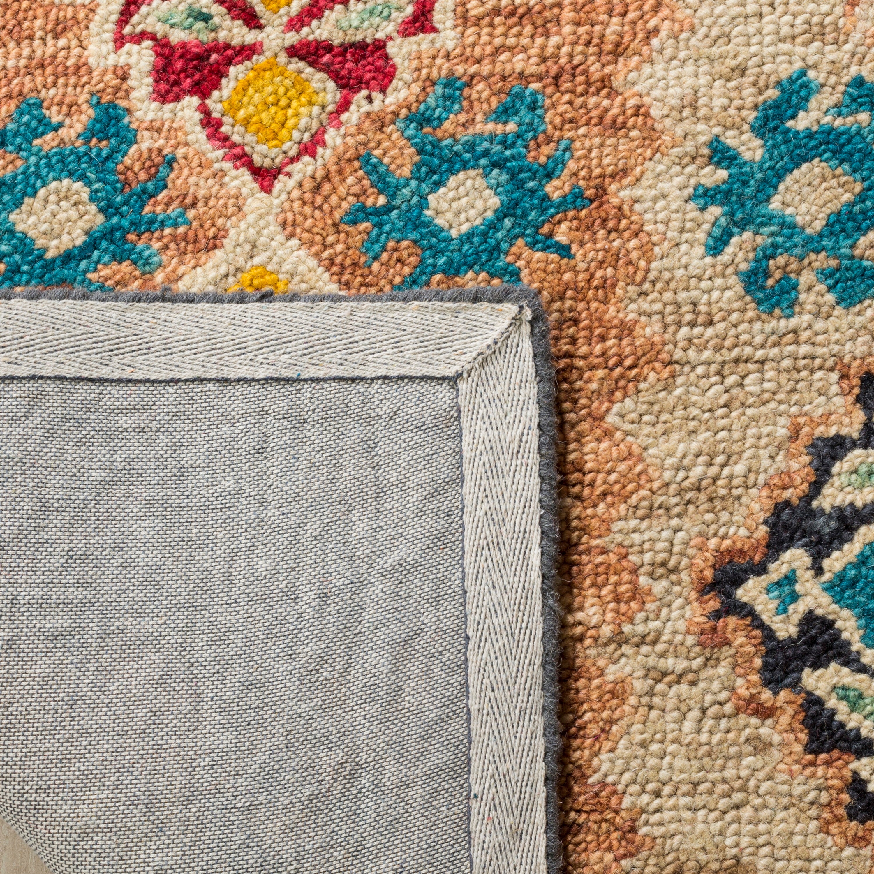 Handmade Tufted Reversible Blue Wool Rectangular Rug