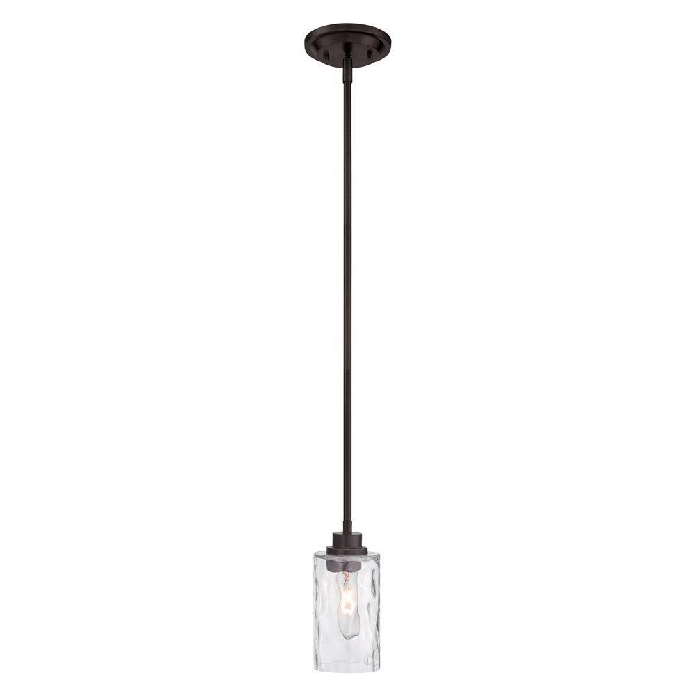 Gramercy Park Old English Bronze Mini Pendant with Blown Hammered Glass