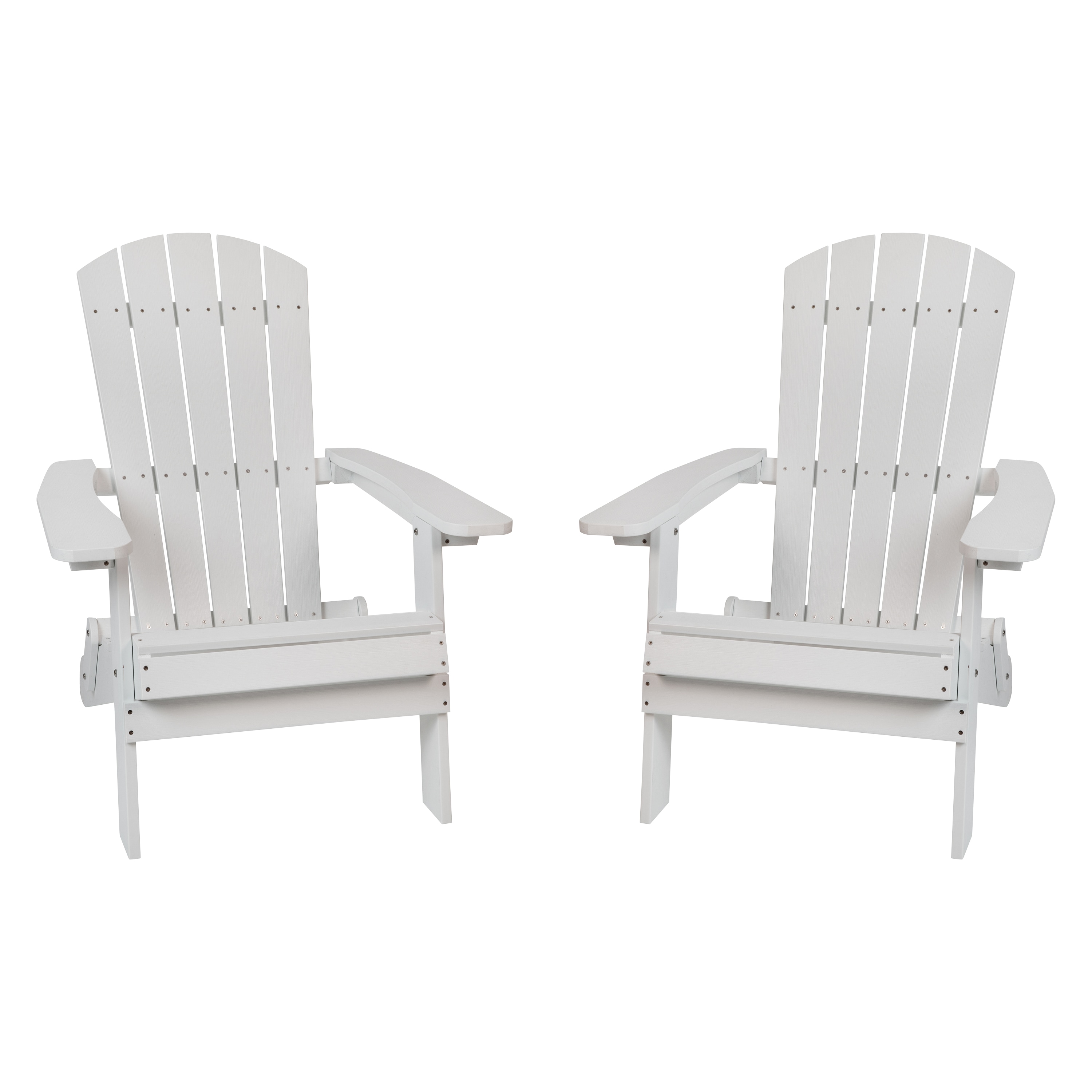 Flash Furniture 840196321493 Set of 2 Charlestown All-Weather Poly Resin Folding Adirondack Chair in White