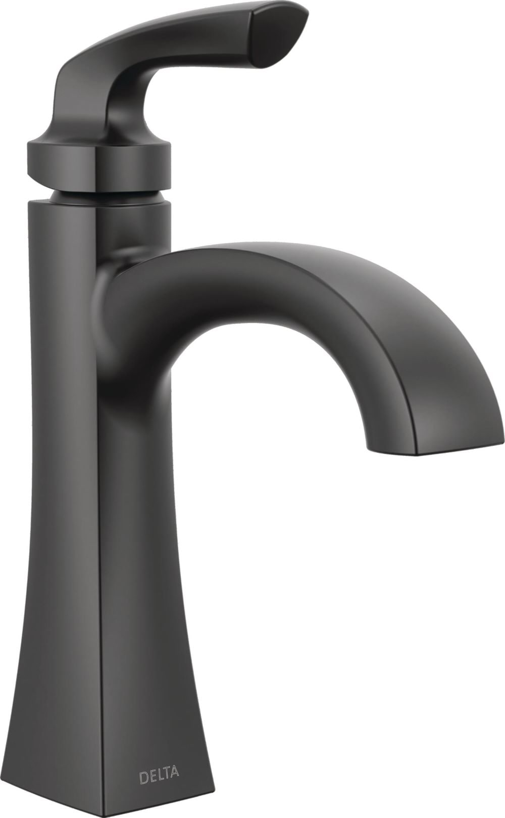 Delta 15895LF-BL Lacey Matte Black Single hole 1-handle WaterSense Mid-arc Residential Handle Bathroom Sink Faucet with Drain with Deck Plate