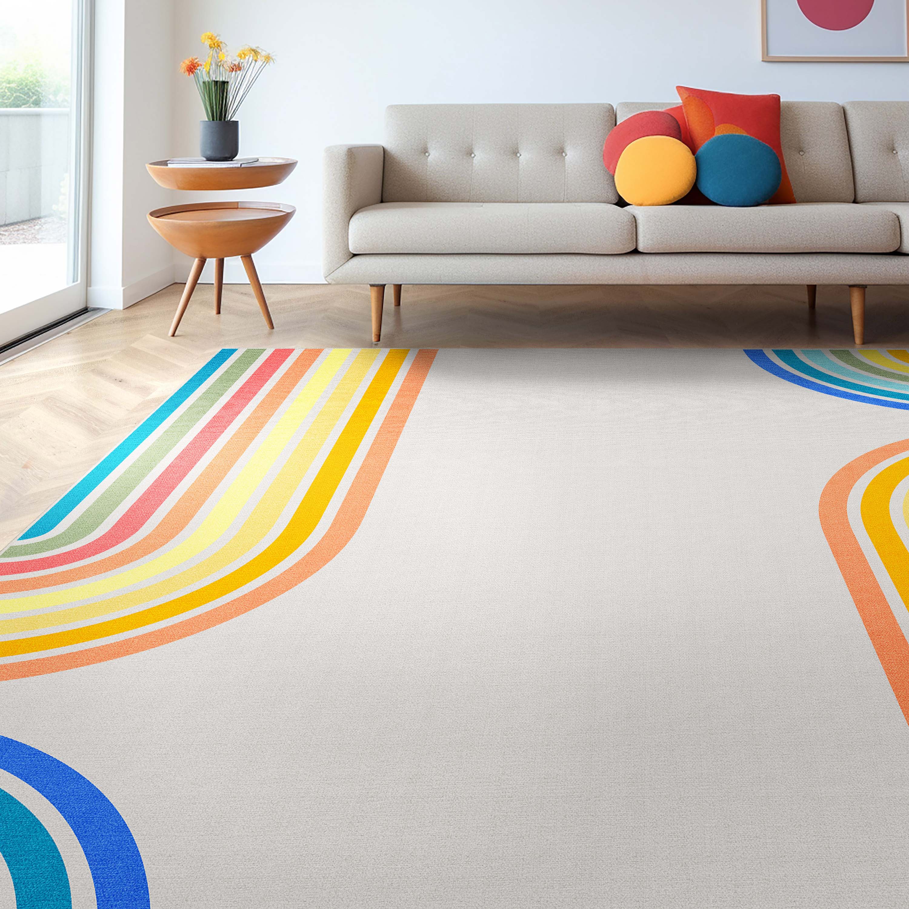 Well Woven W-GEO-02A-7 Apollo 8 x 10 (ft) Flatweave Polyester Multi Color Rectangular Indoor Geometric Mid-Century Modern Area rug