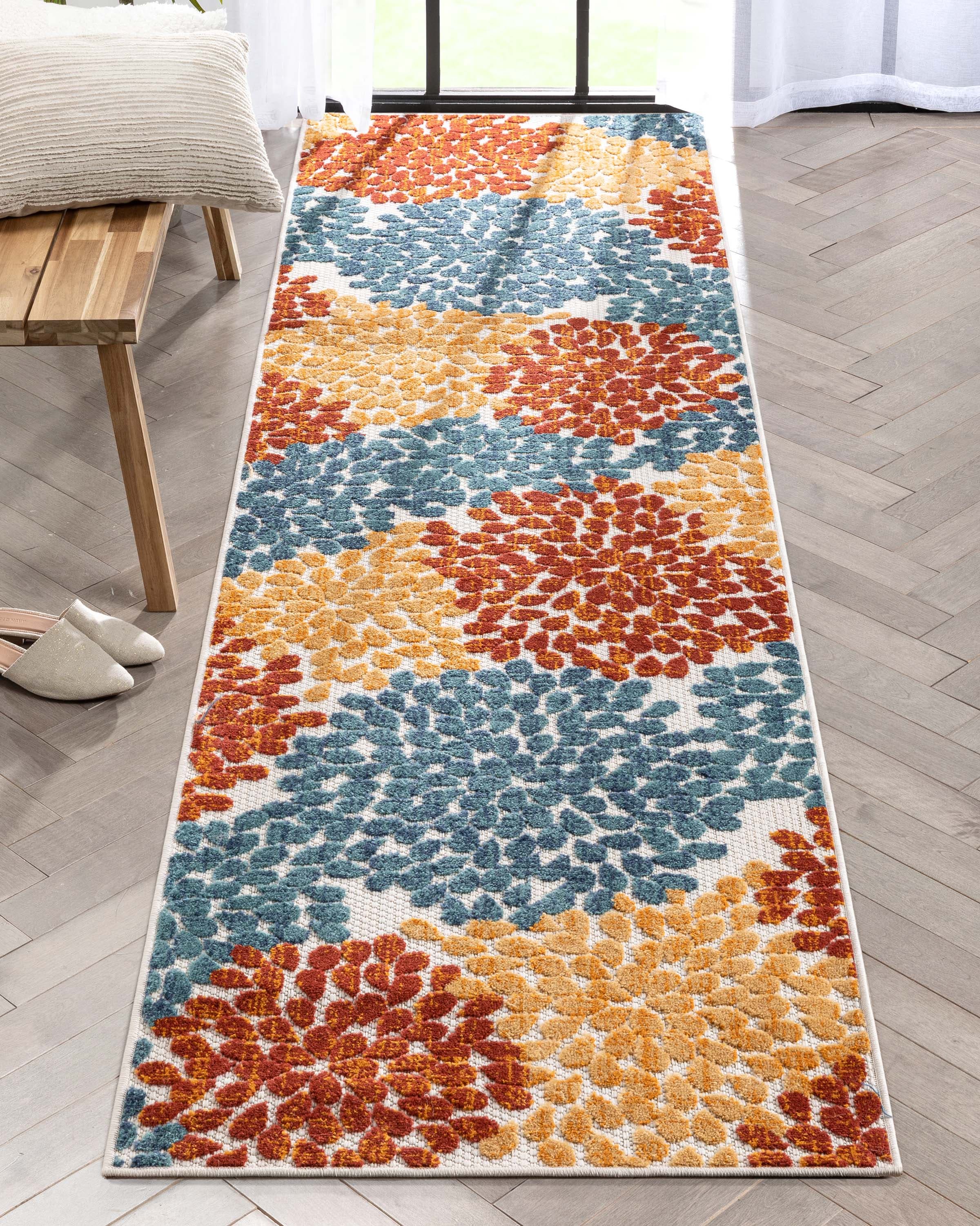 Well Woven DO-462-2L Dorado 2 x 9 (ft) Loomed Polypropylene Ivory Rectangular Indoor/Outdoor Floral/Botanical Tropical Runner rug