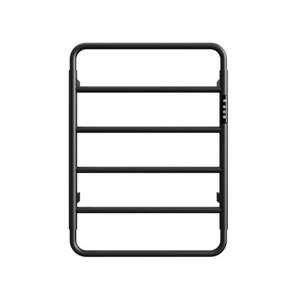 Numhew - 18.7in W 6-Bar Black Heated Towel Rack Wall Mounted Intelligent Touchscreen Timer Polish...