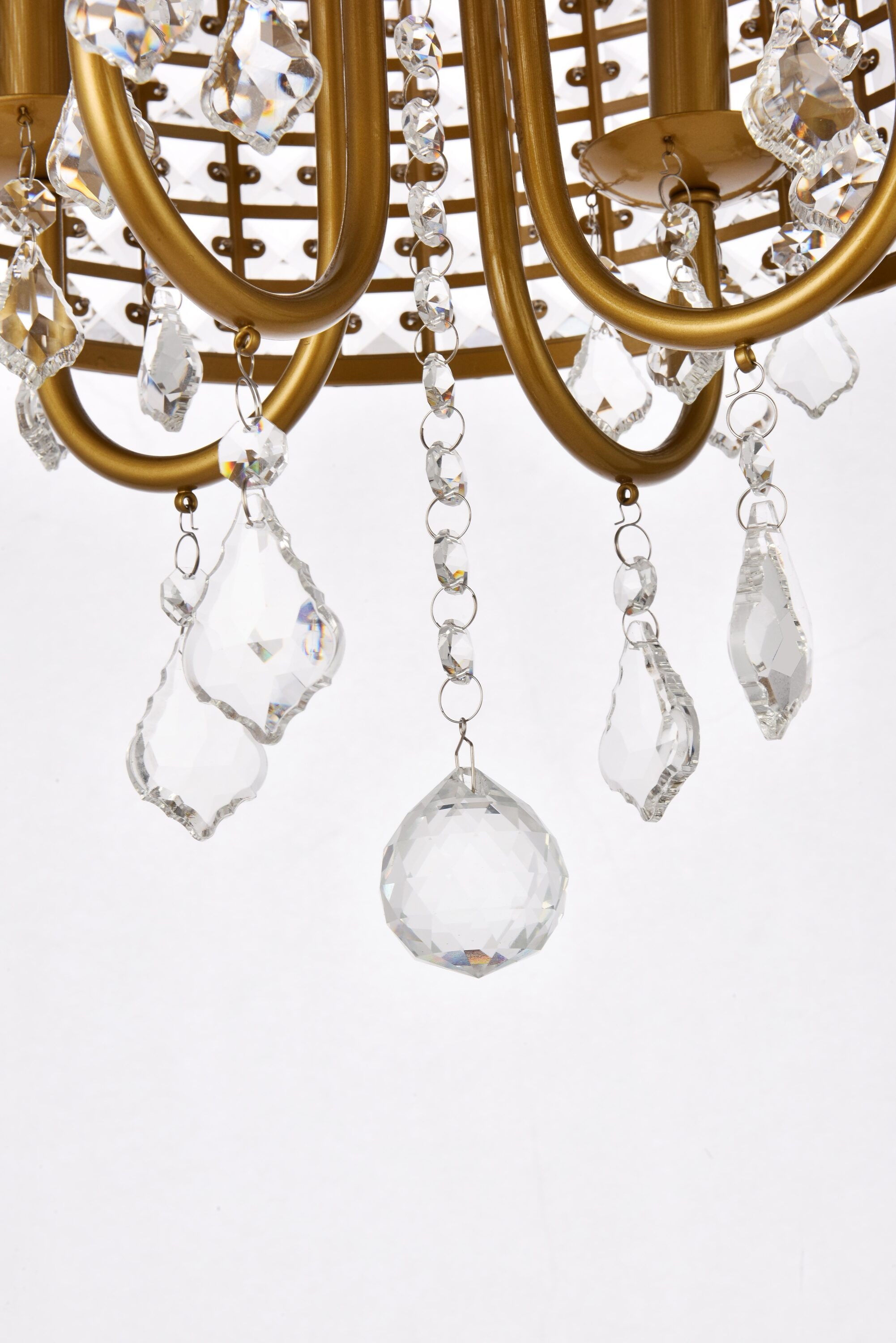 Elegant Brass and Crystal Lattice Drum Pendant Light