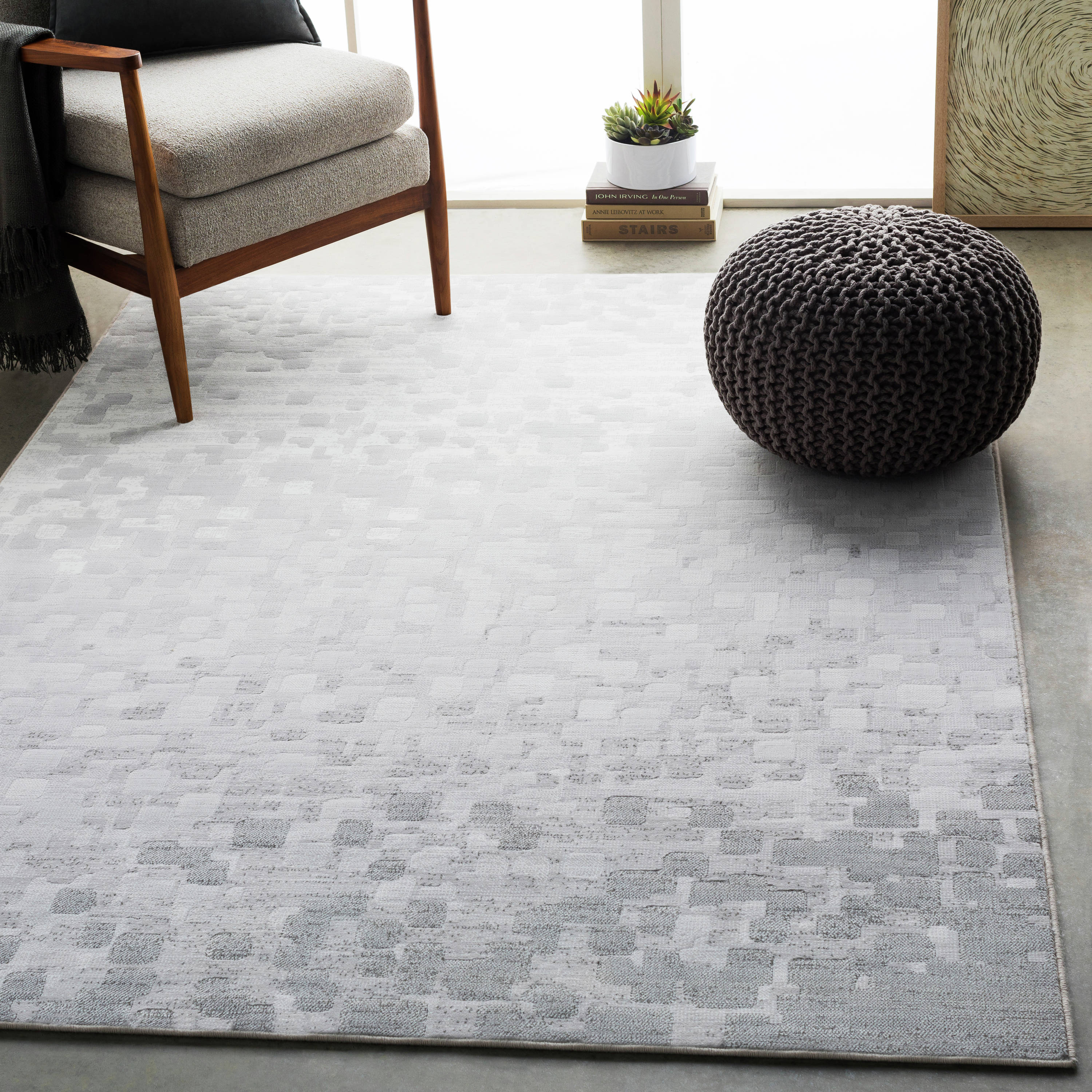 Surya CPO3843-27710 Contempo 2 X 8 (ft) Gray Indoor Abstract Industrial Runner Rug