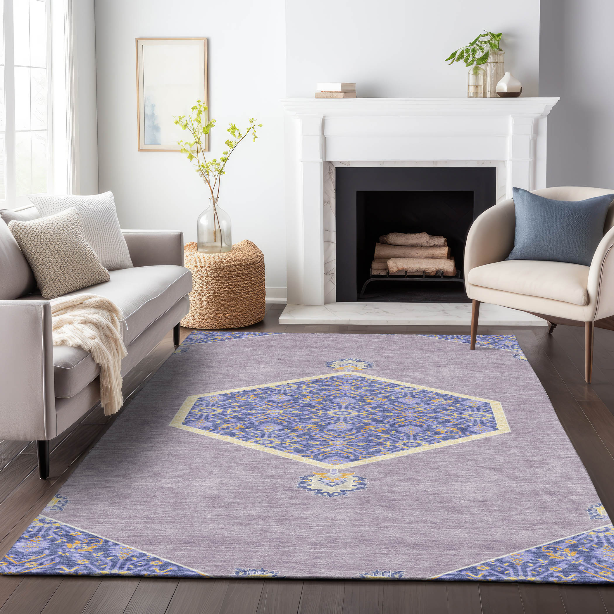 Addison Rugs ACN1011LV30X46 Chantille ACN1011LV 2 x 3 (ft) Polyester Lavender Rectangular Indoor/Outdoor Geometric Machine washable Area rug