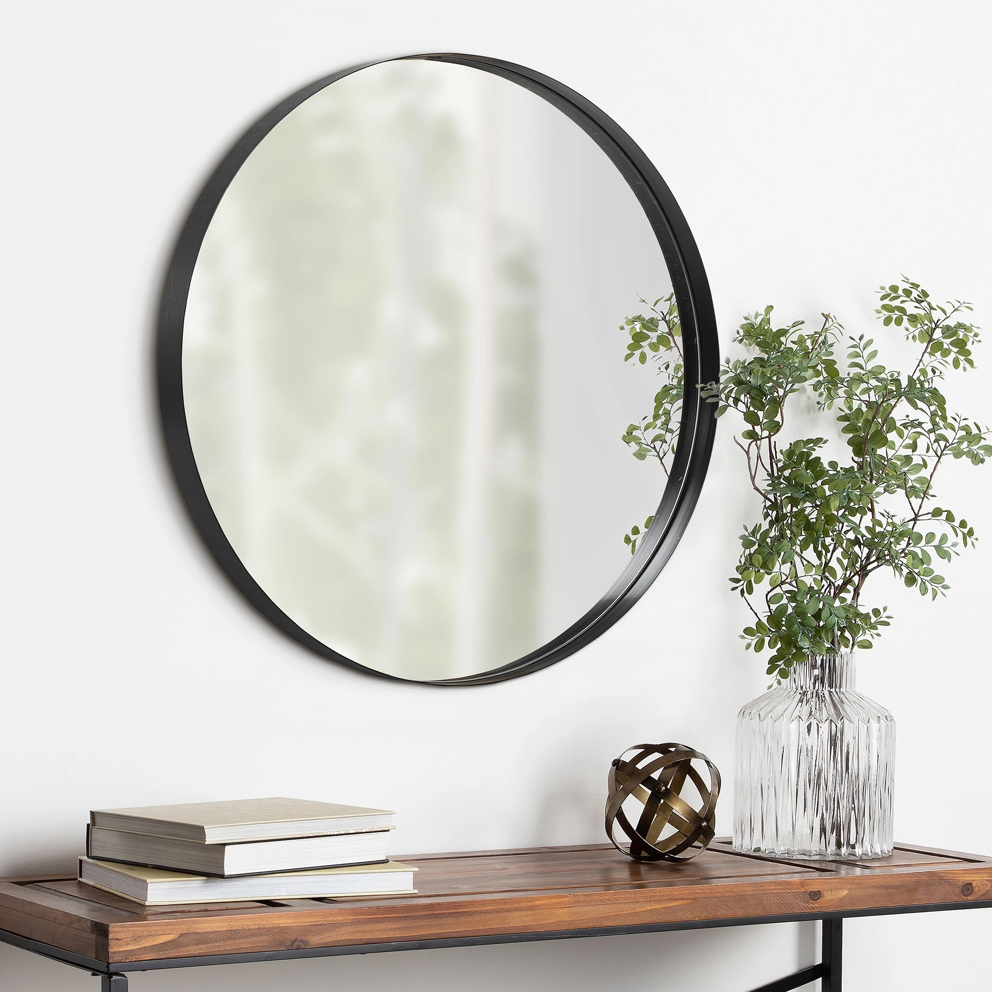 35-in x 35-in Framed Round Bathroom Vanity Mirror (Black) at Lowes.com