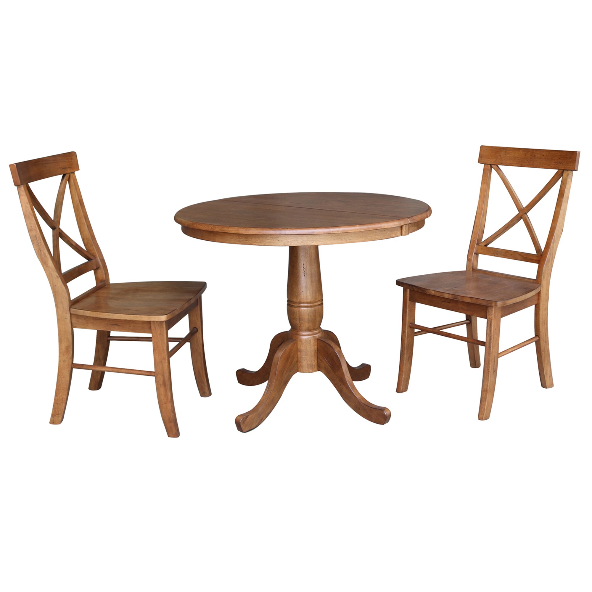 International Concepts K42-36RXT-C613-2 Distressed oak Transitional Dining Room Set with Round Table ( Seats 4 )