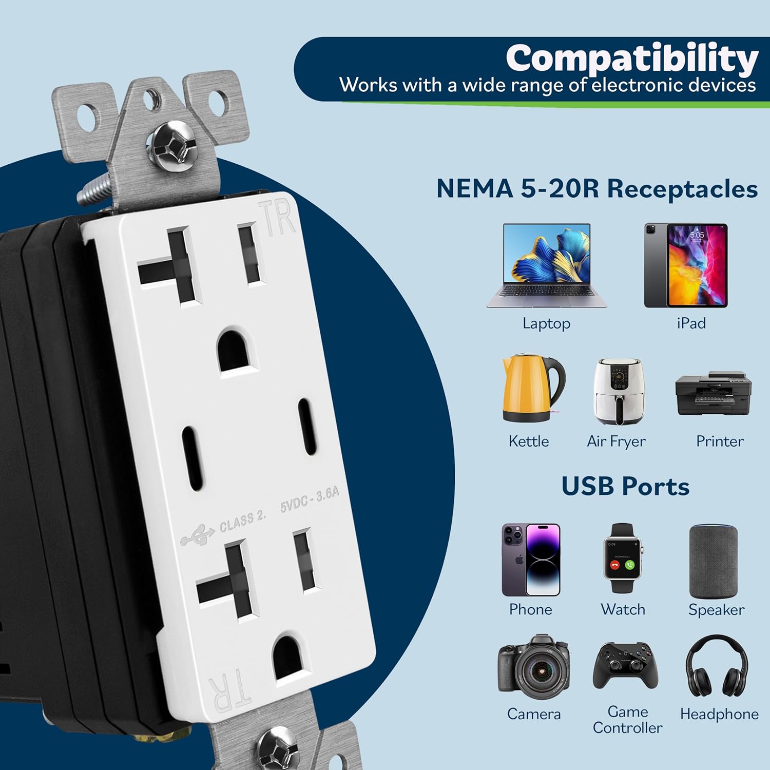 Top Greener TU22036A2C-WWP3P receptacles - View #2
