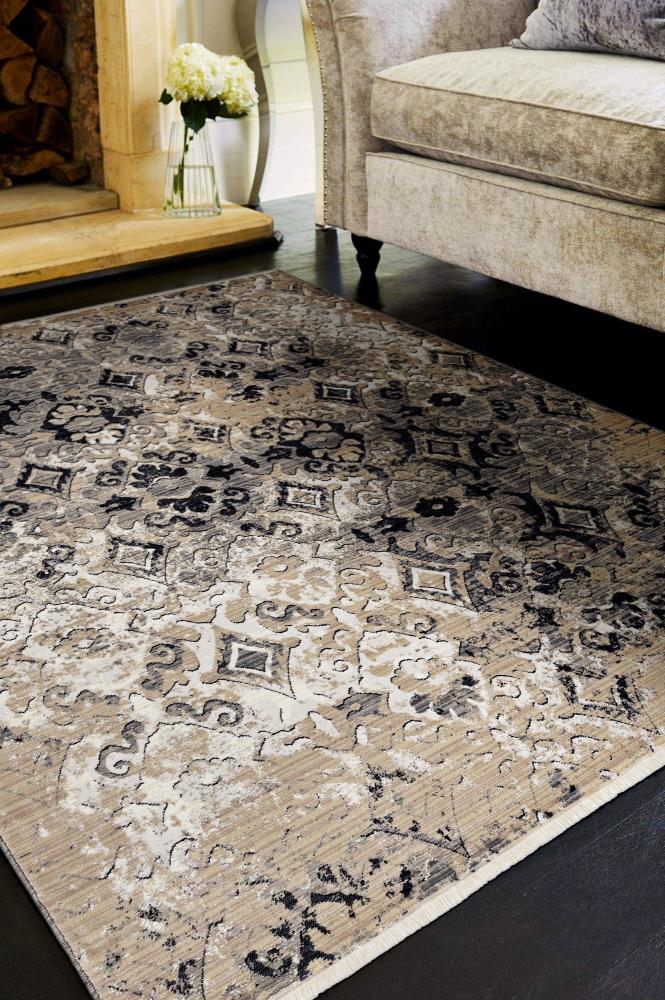 KAS Rugs WES765367X67RO Westerly 7 x 7 Ivory/Beige Round Indoor Medallion Vintage Area Rug