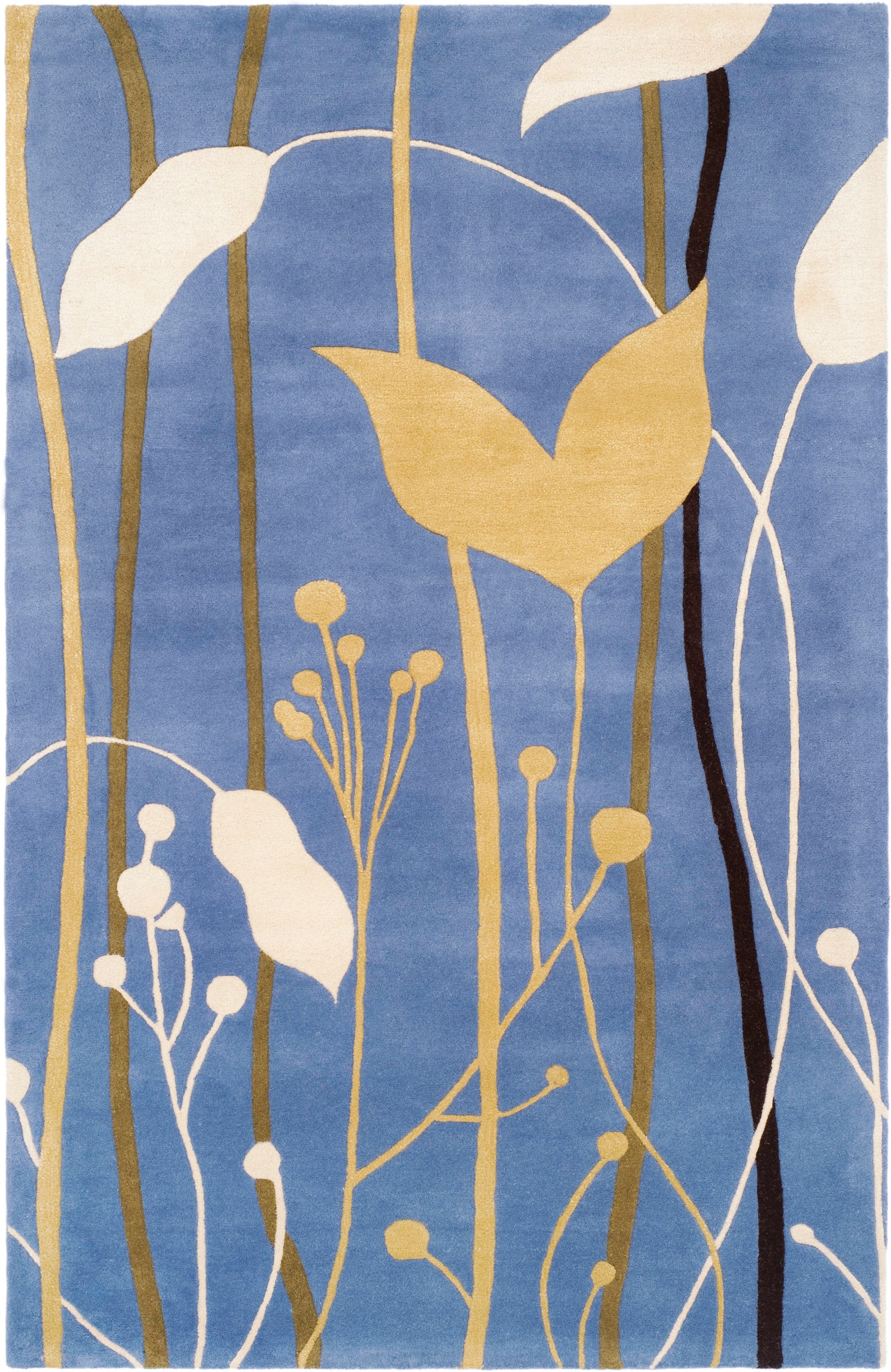 Handmade Tufted Blue and Multicolor Wool Area Rug