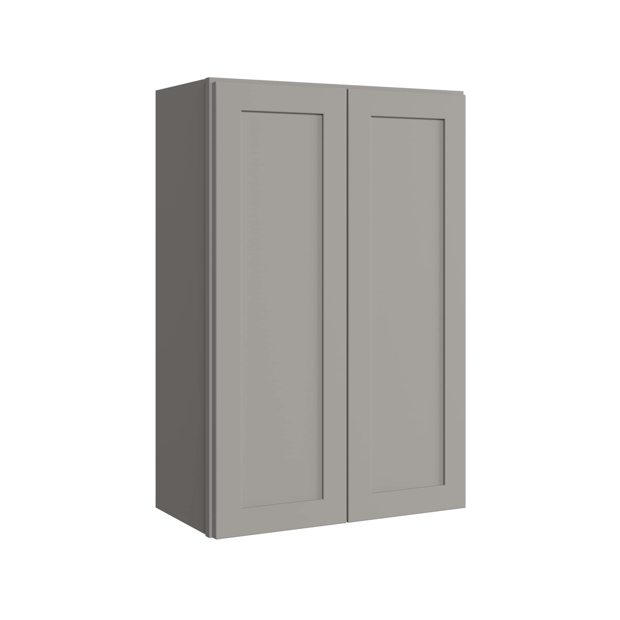 KraftMaid Momentum W2436G81 Deveron 24-in W x 36-in H x 12-in D Pebble Grey Wall Fully assembled Plywood Cabinet (Recessed Panel Shaker)