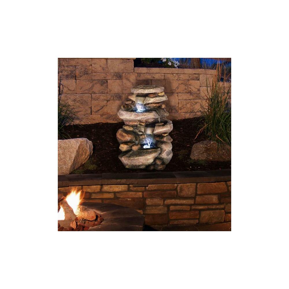 Pure Garden TC50-0006  Stone Waterfall Fountain with LED Lights